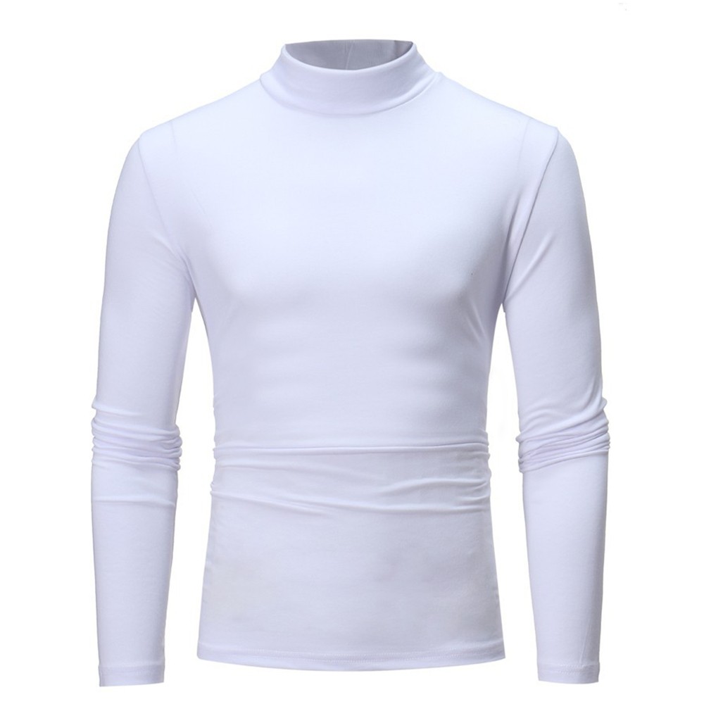 Men High Neck Long Sleeve Polo T-Shirt Tops Winter Baselayer Turtle Neck Jumper