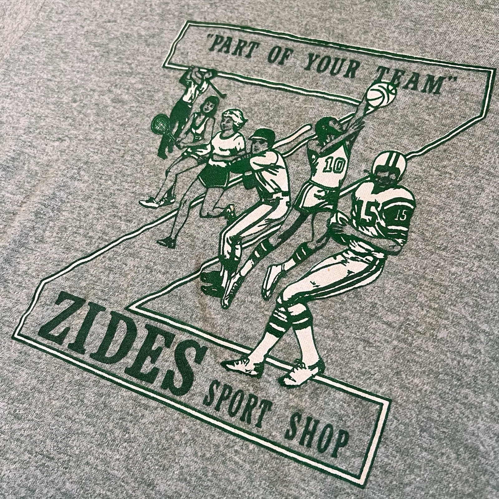 Vintage 1970s Russell Athletic Gold Label Zides Sports Ringer T-Shirt Green – L