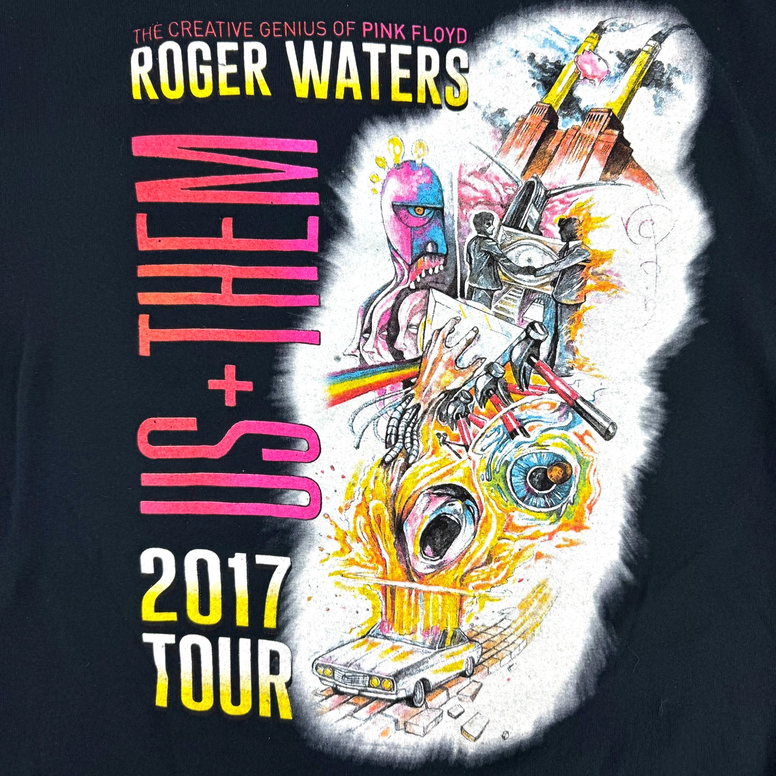 Roger Waters Us + Them Tour 2017 Pink Floyd T Shirt Double-Sided Graphic Adult L
