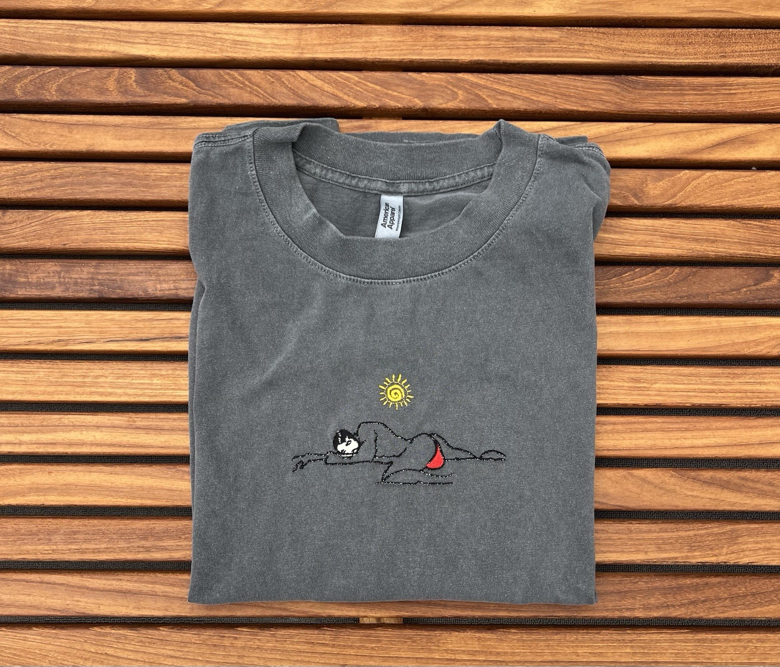 sun&rsquo;s out buns out beach boy embroidery mens Gray cotton muscle T-shirt tank top