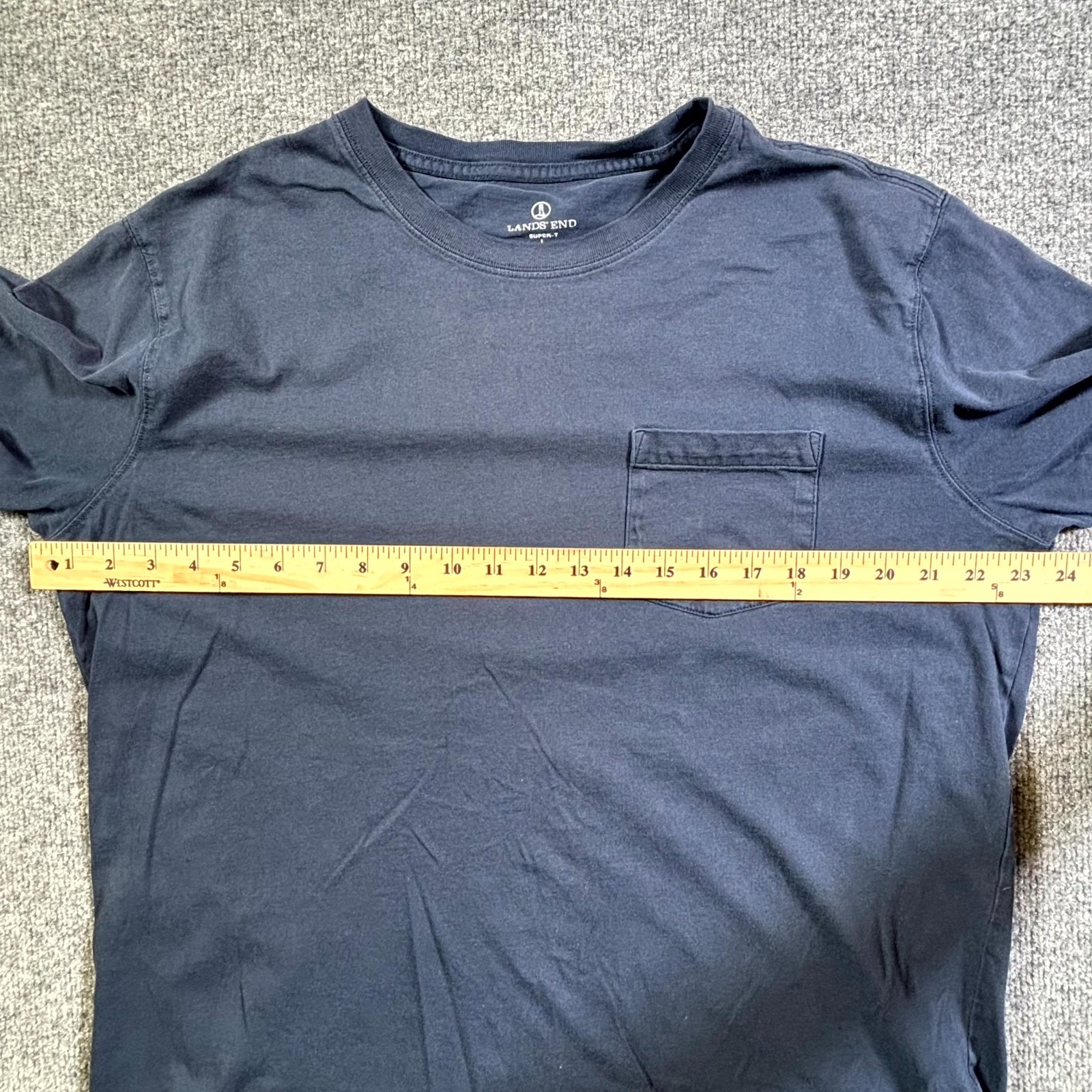Lands&rsquo; End T-Shirt Men&rsquo;s L Blue Cotton Casual Outdoor Summer Travel Pocket-Tee