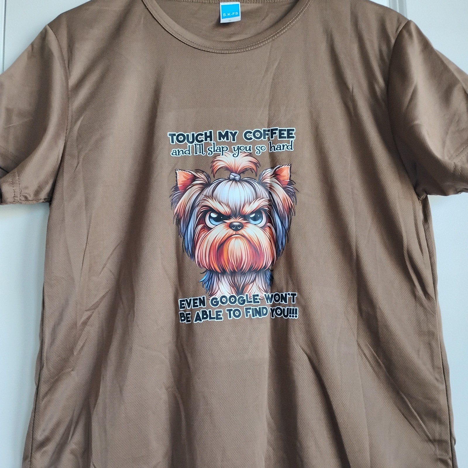 NEW Brown Custom Made Cool Stretch Quick Dry Yorkie T-Shirt SMALL