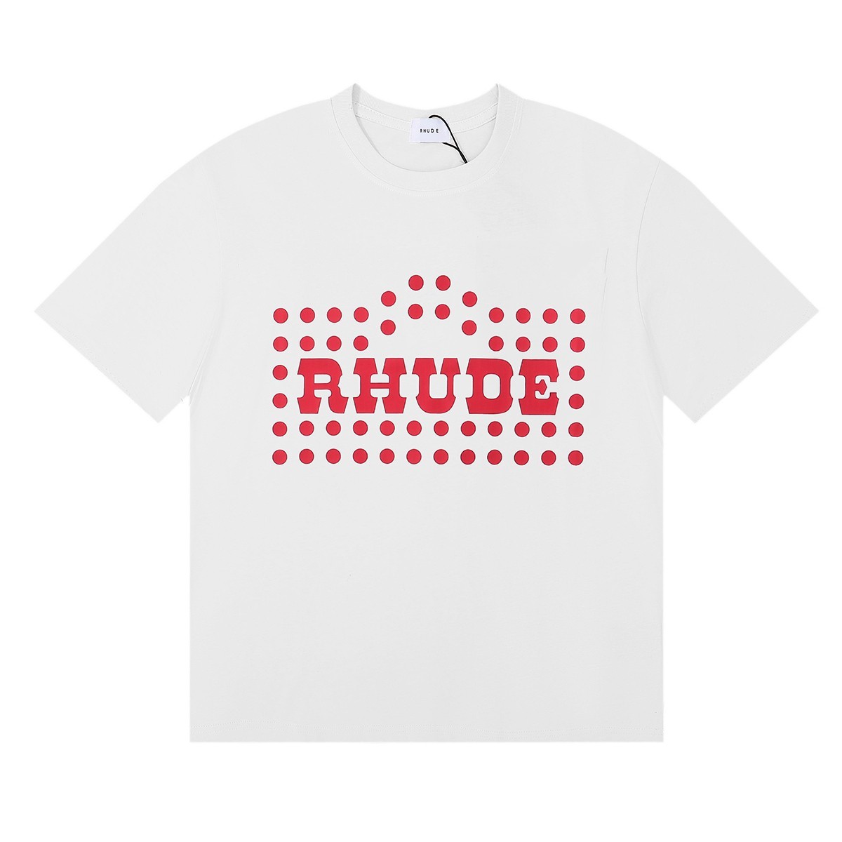 NEW RHUDE Men Women Printing Red Dots Cotton Short Sleeve POLO T-Shirt SZ:S-XL