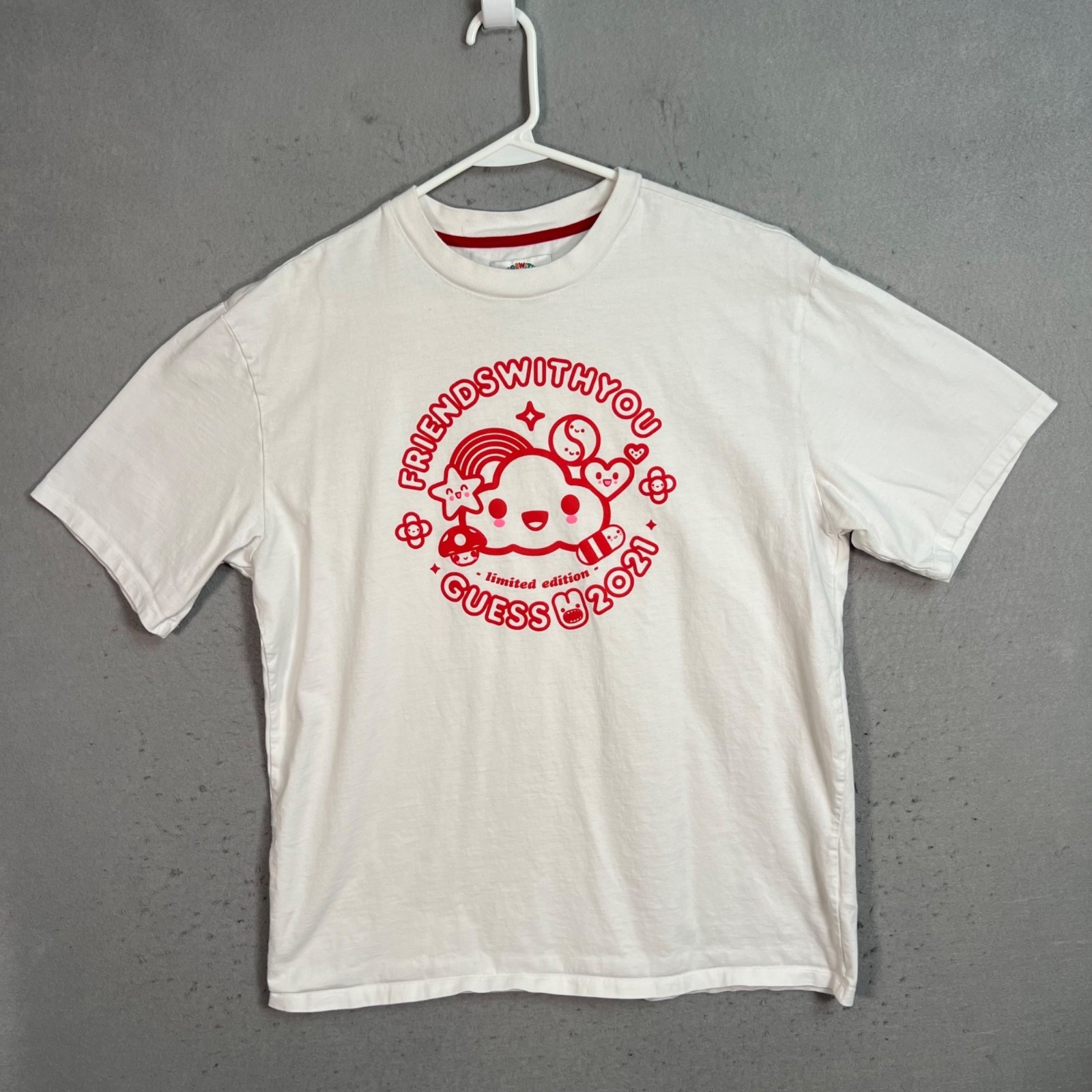 Guess x FriendsWithYou 2021 Limited Edition T-Shirt Adult Size Medium White