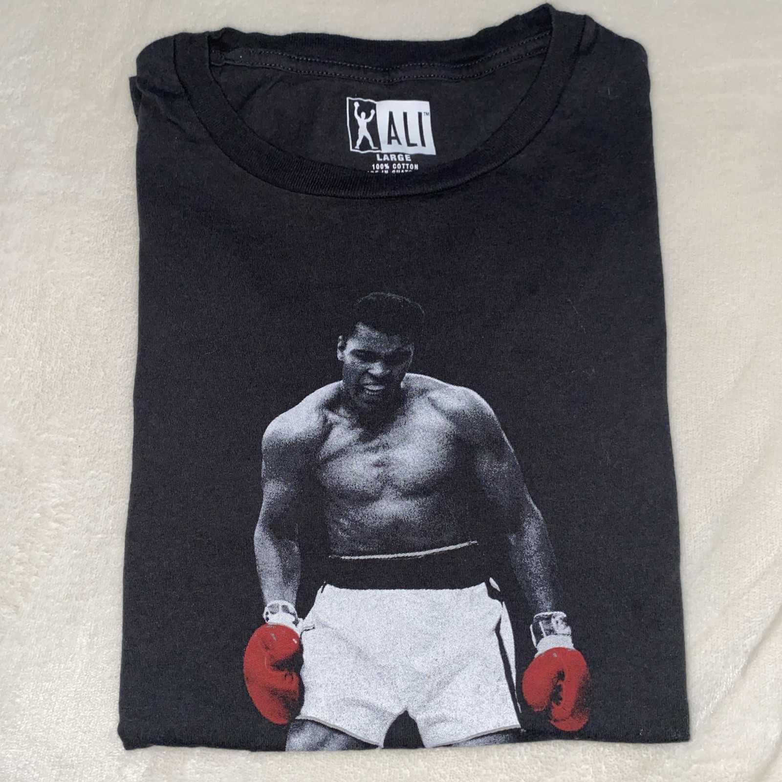 ALI Muhammed Ali T-shirt Graphic Shirt Unisex Size Large Black Cotton Boxing