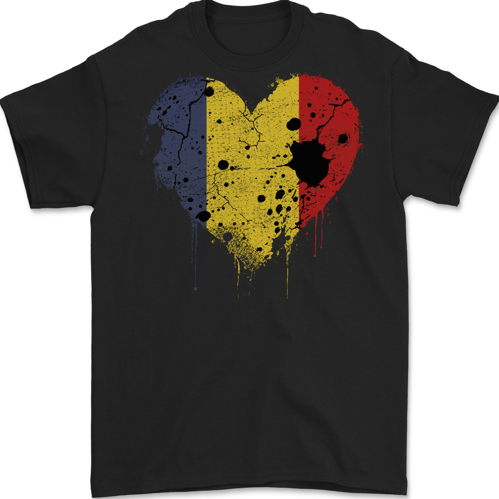 Love Romania Flag Romanian Day Football Mens T-Shirt Cotton
