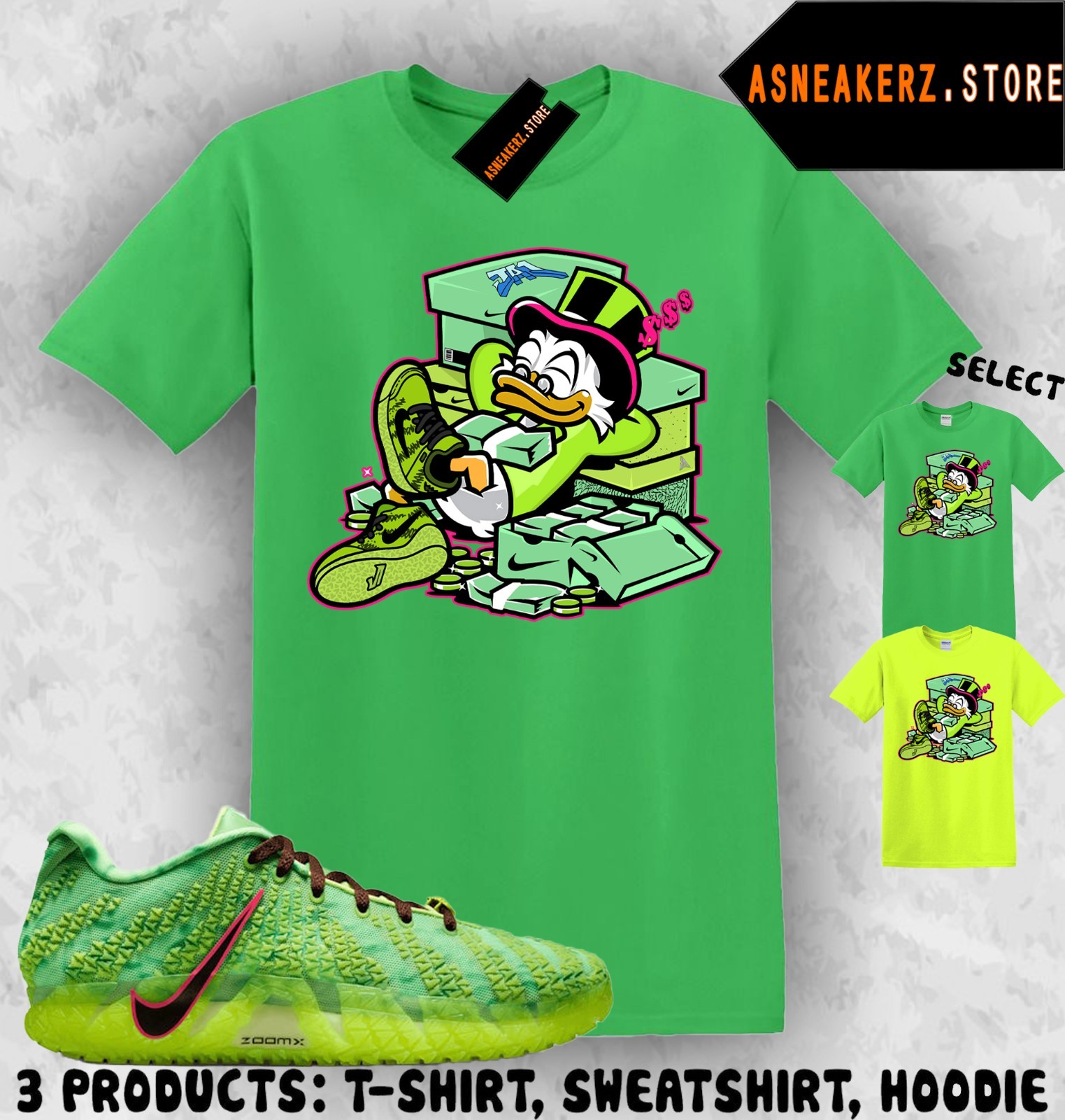 Shirt Match Ja 3 Zombie Spooky Season Sneaker Matching Tee Scrooge Duck T-Shirt