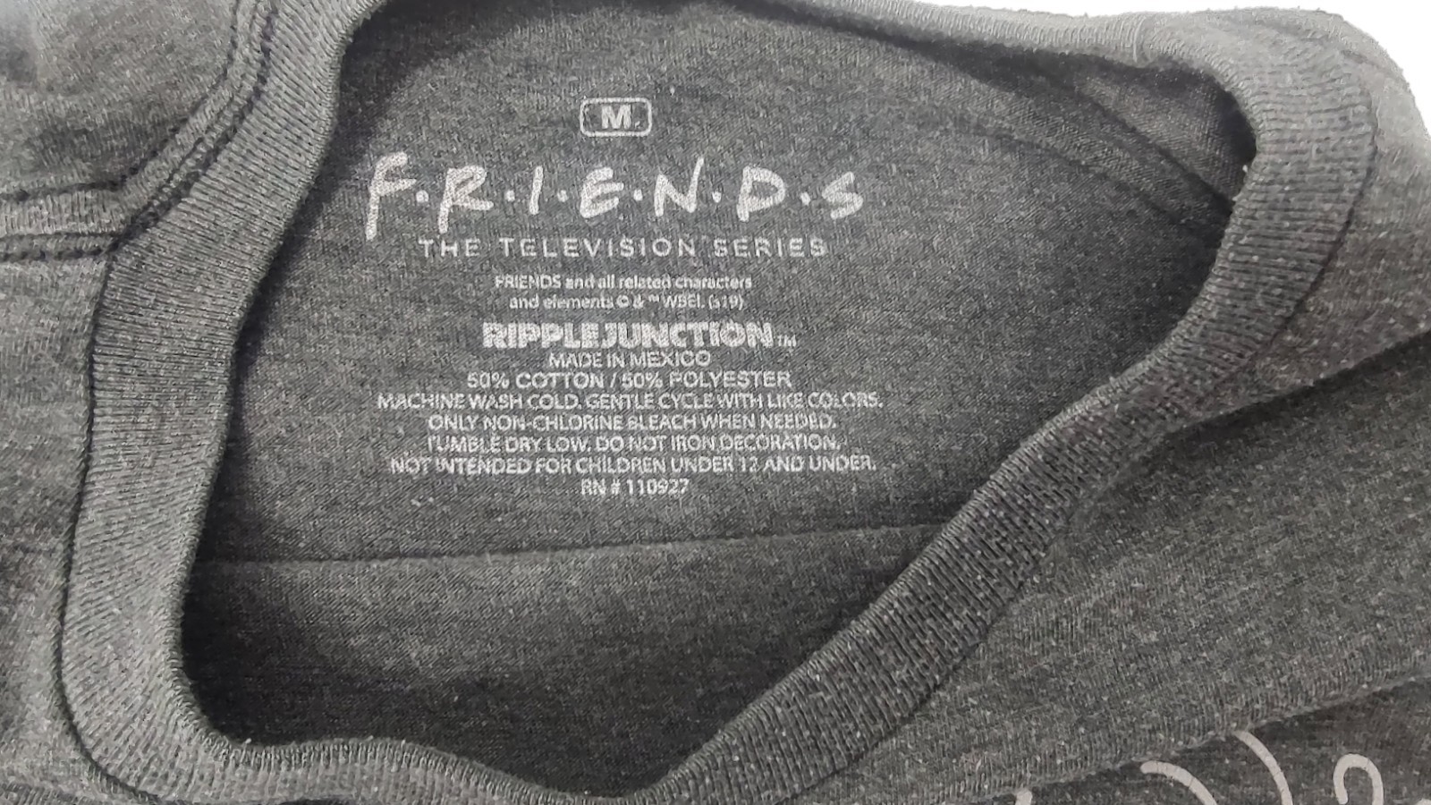 Central Perk Graphic T Shirt M Charcoal Gray Ripple Junction Friends TV Show