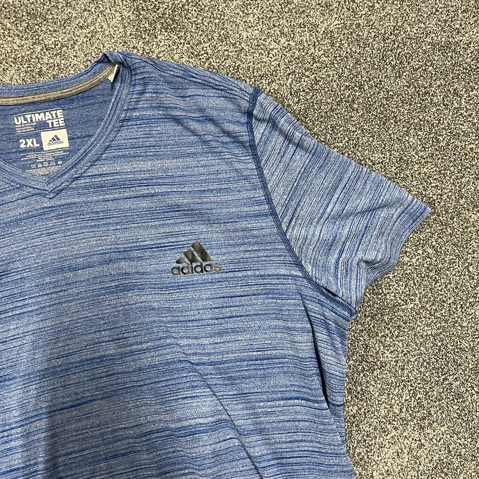 Adidas Ultimate Tee Men 2XL Blue Space Dye Athletic Performance T Shirt