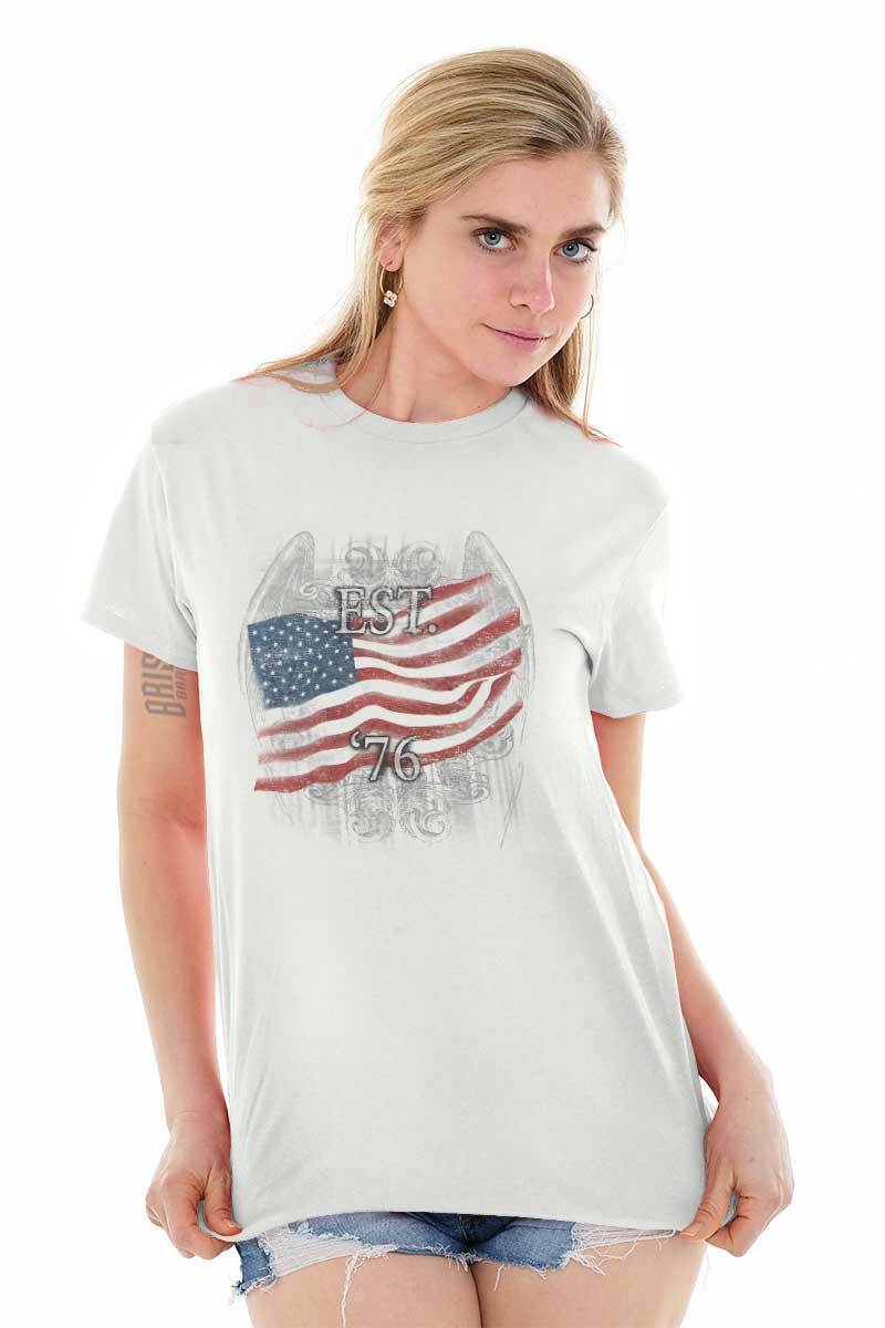 American Flag USA Patriotic United States Adult Short Sleeve Crewneck Tee