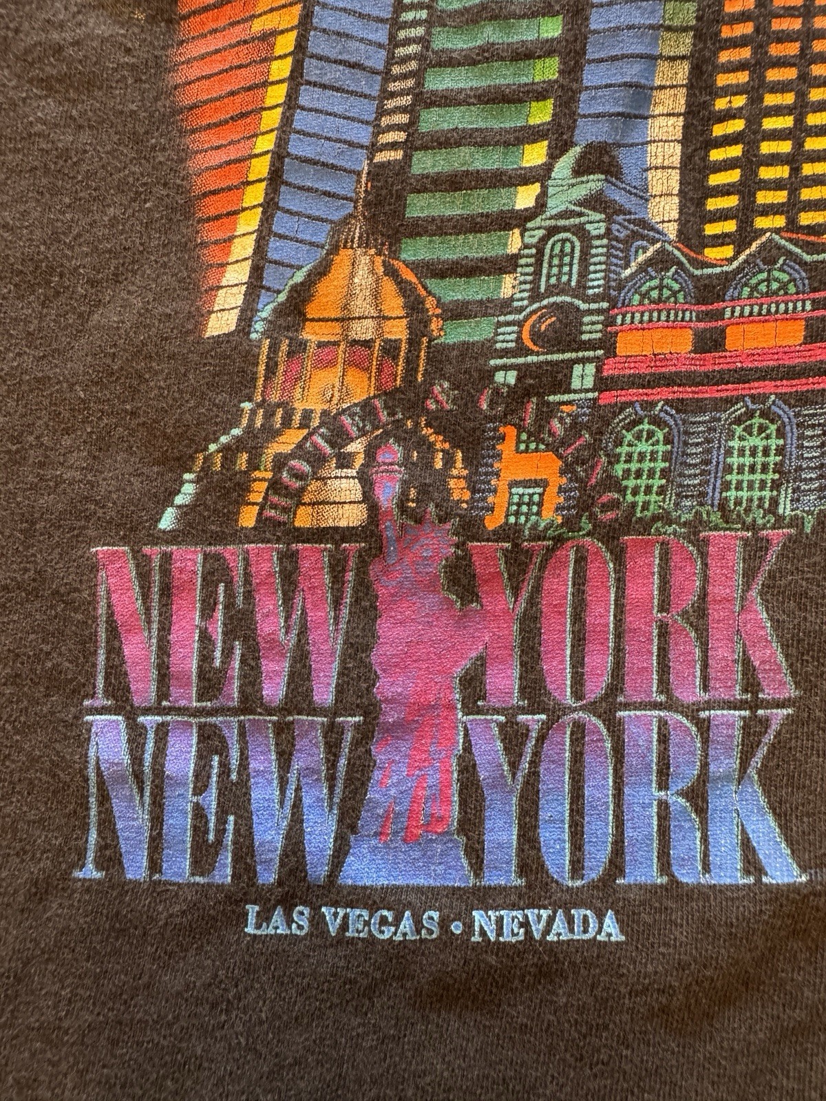 VTG New York New York Casino T-Shirt Mens Large Black Las Vegas Single Stitch