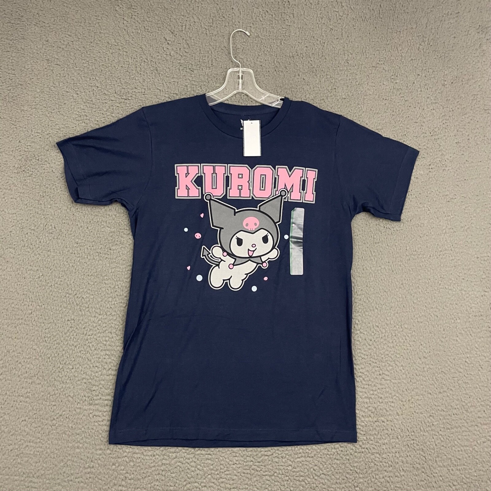 Sanrio T-Shirt Adult Medium Navy Blue Cute Cat Kuromi Graphic Cotton Casual