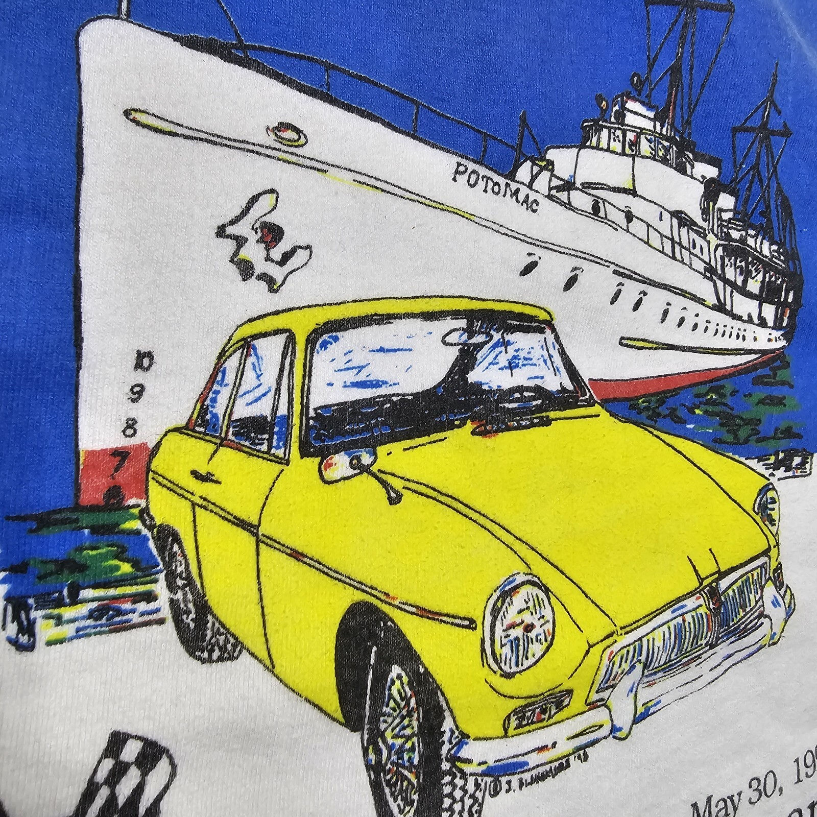 Vtg 90&rsquo;s MG Car Company T Shirt Mens L USS Potomac Jack London Square USCG
