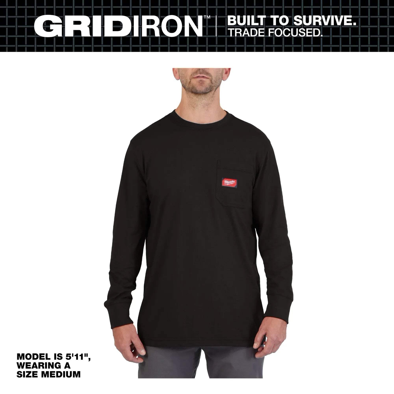 Milwaukee 606 Men&rsquo;s GRIDIRON Cotton/Polyester Long-Sleeve Pocket T-Shirt