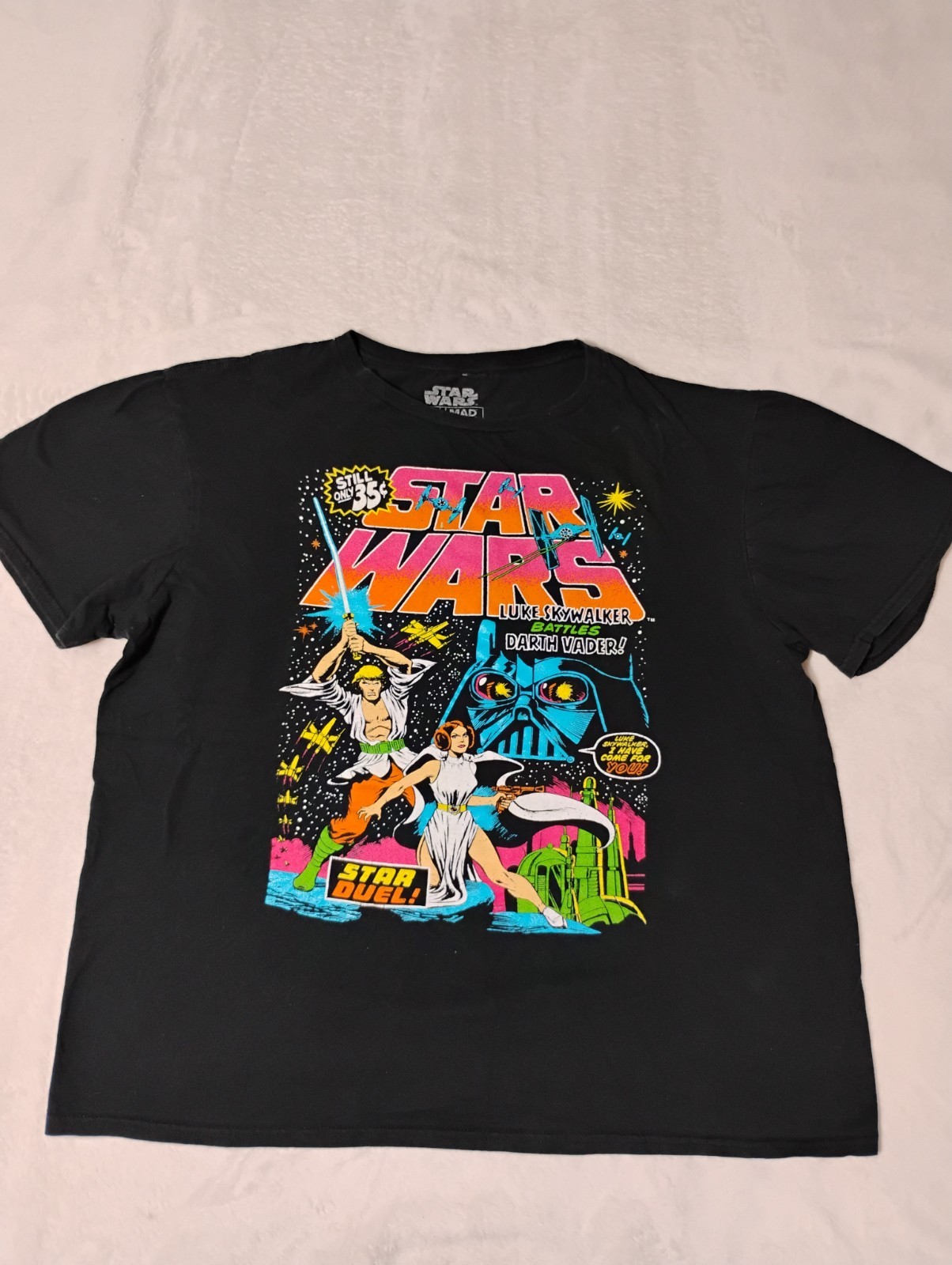 Star Wars Mad Engine T-Shirt Star Duel Comic Graphic Black Size L Sci-Fi Retro