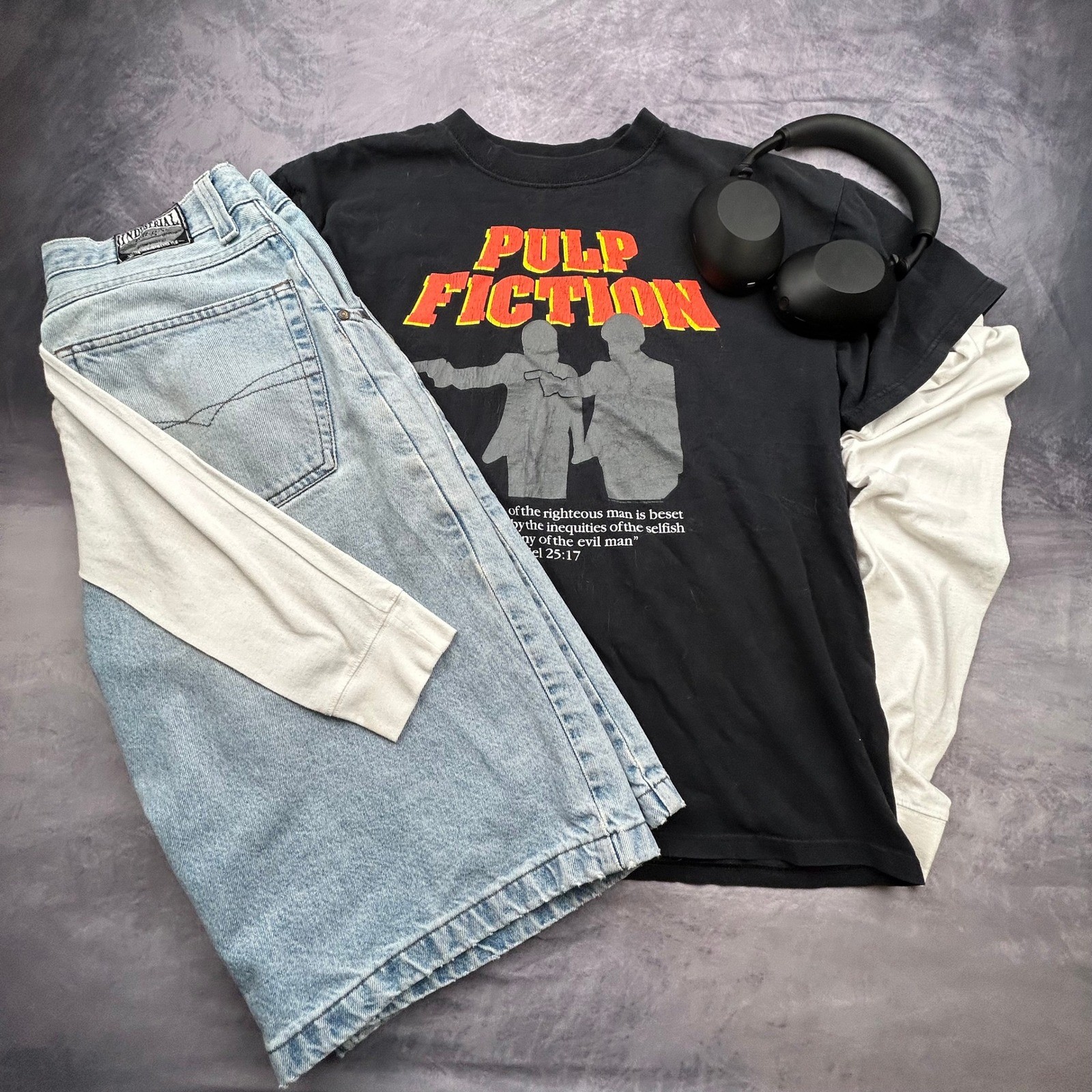 Vintage Pulp Fiction Movie Promo T-Shirt Black 90s Ezekiel 25:17 Graphic XL
