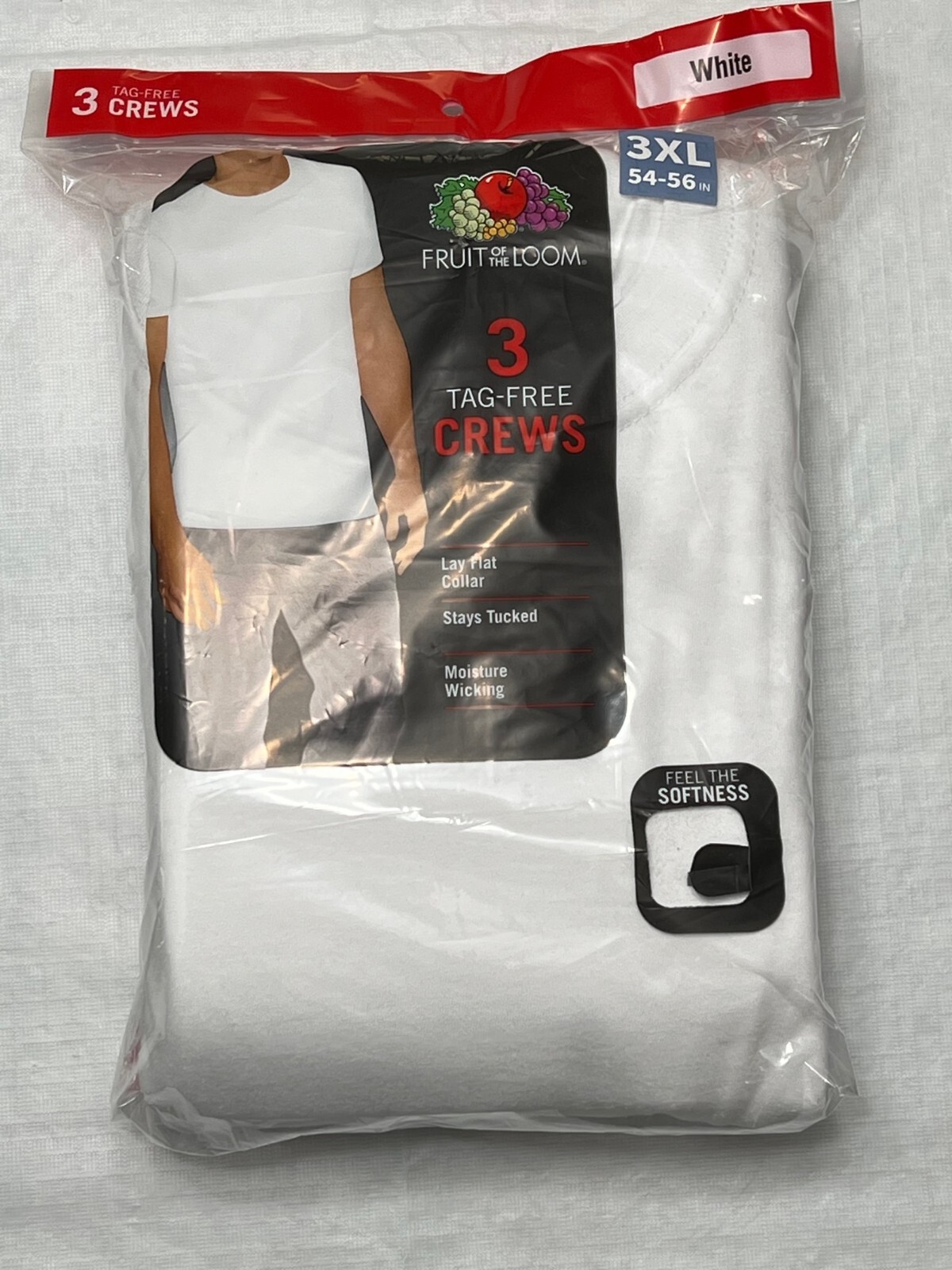 White 3 Pack Men&rsquo;s 100% Cotton Crew Tagless T-Shirt Undershirt: 2XL-3XL