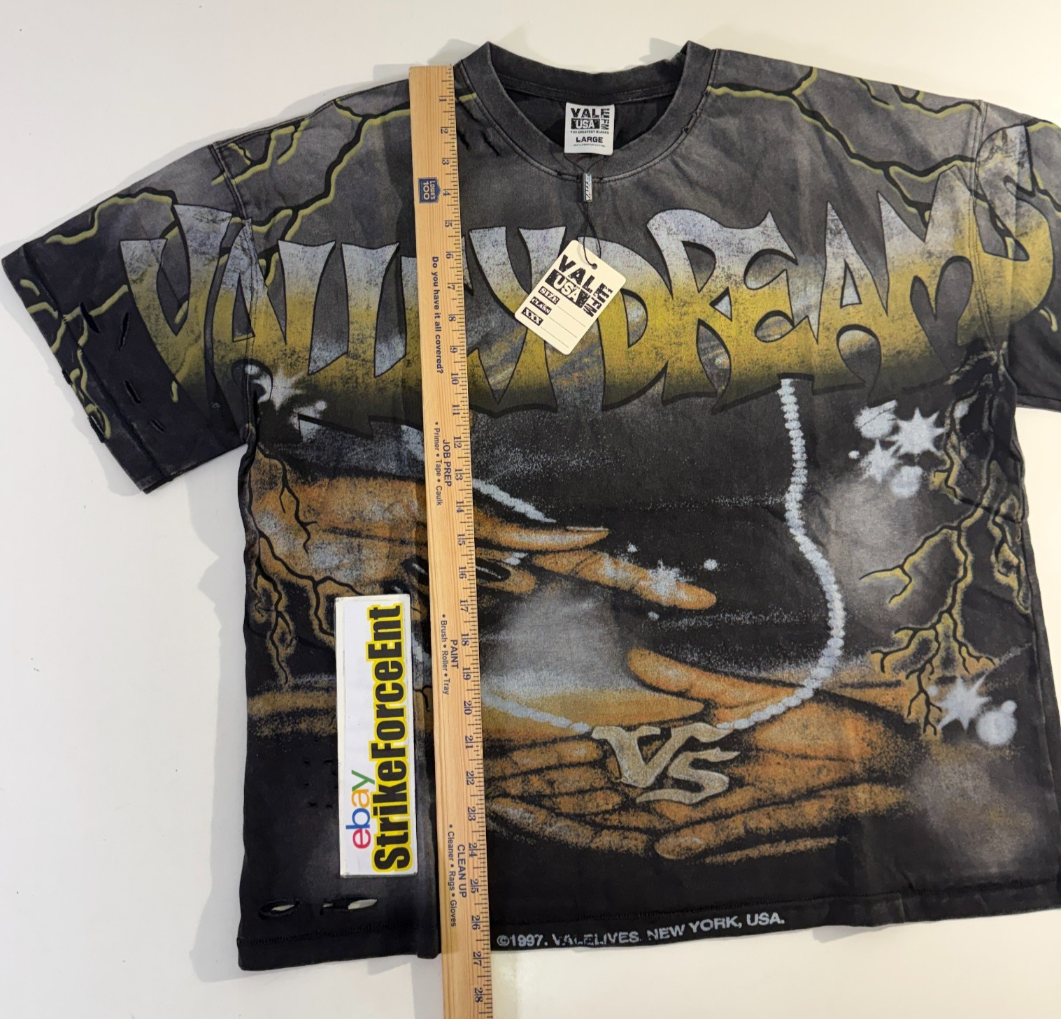 Vale Forever Hands of god T-shirt Mens Size Large Washed Black Boxy Tee NEW