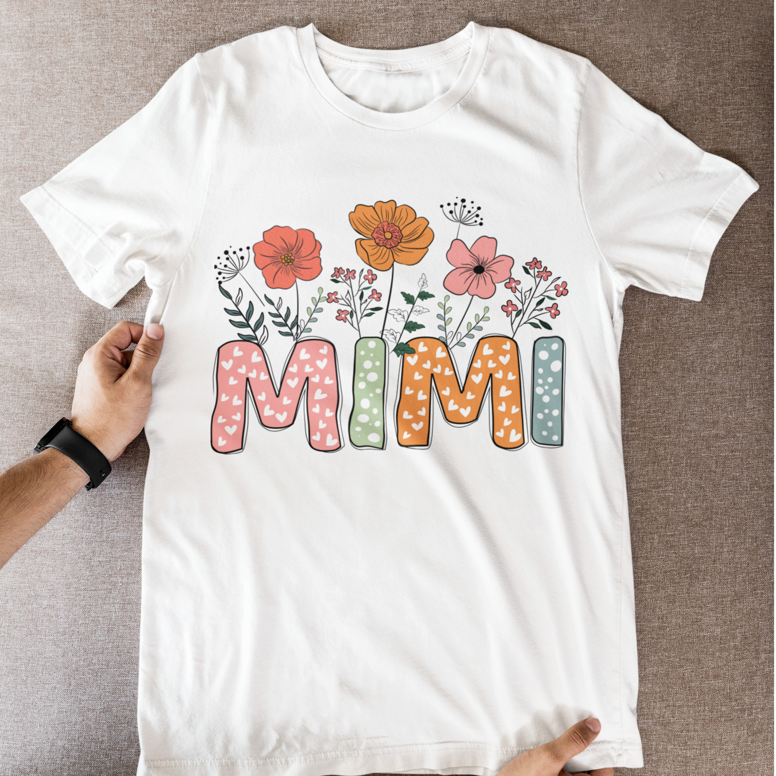 Mimi Floral T-Shirt Grandma Mothers Day Gift Cute Spring Flowers Tee