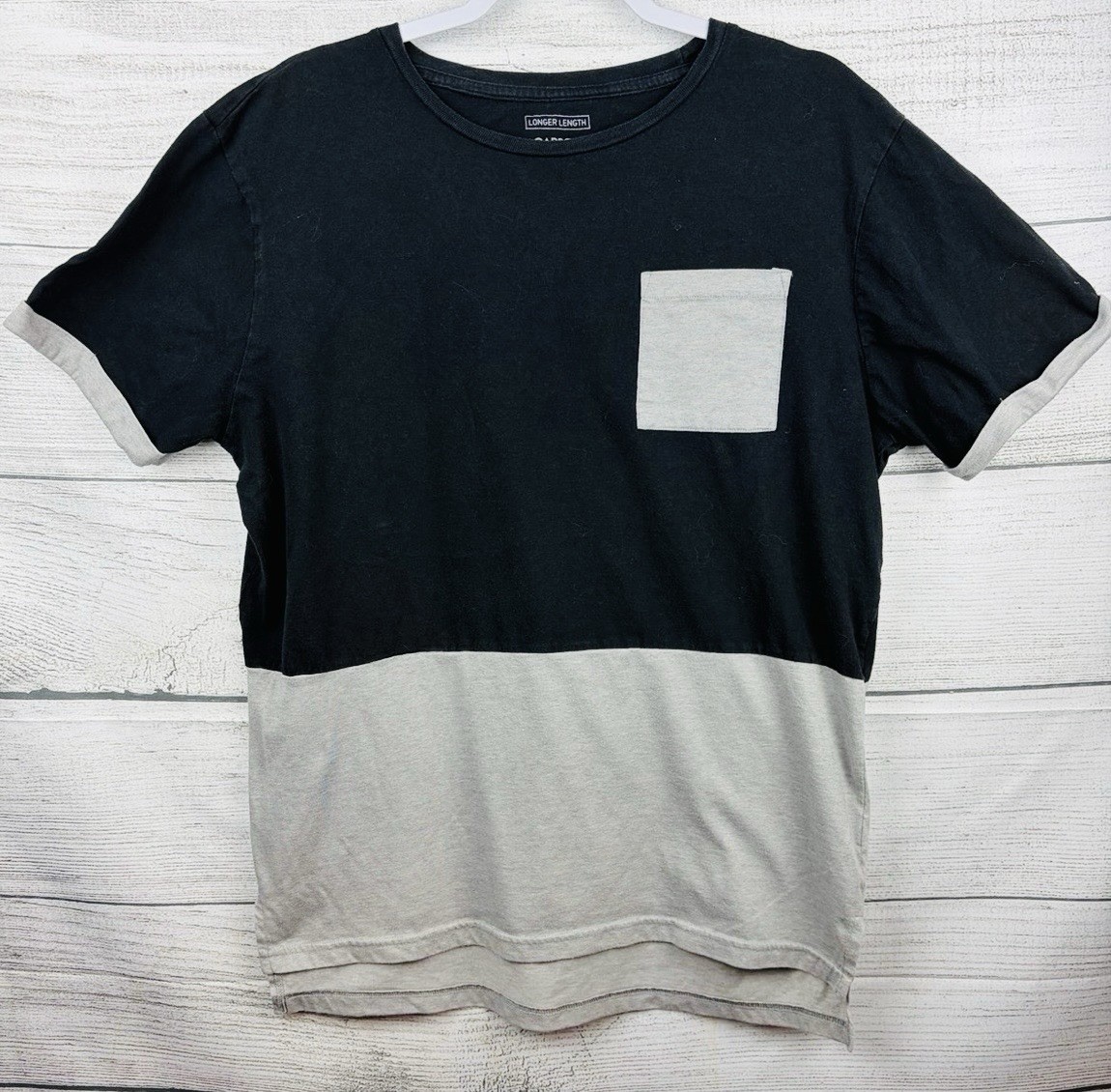 Carbon Longer Length Gray Black Color-block Shirt Mens Size Large