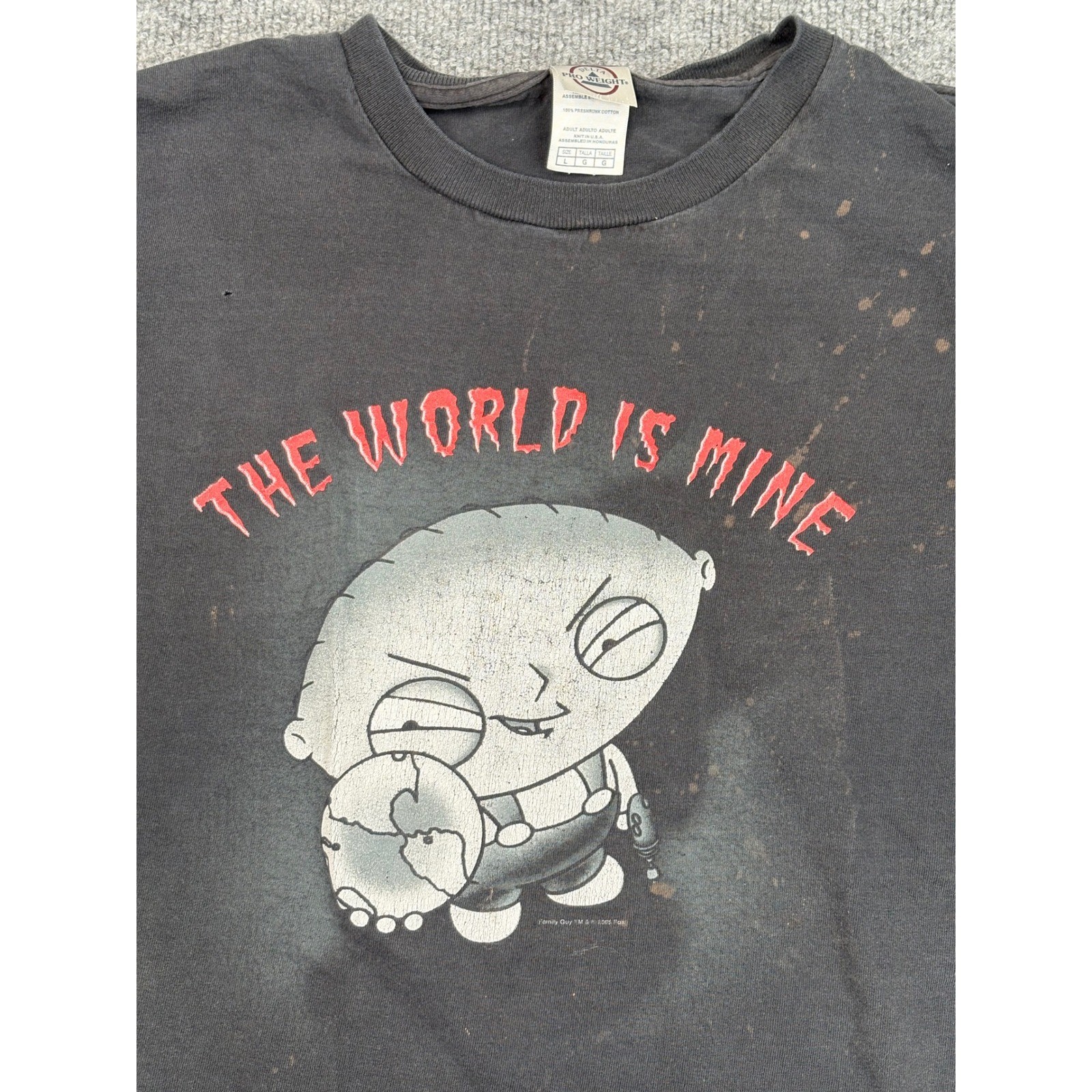 Vintage 2005 Family Guy Stewie Griffin The World Is Mine T-Shirt Black Large