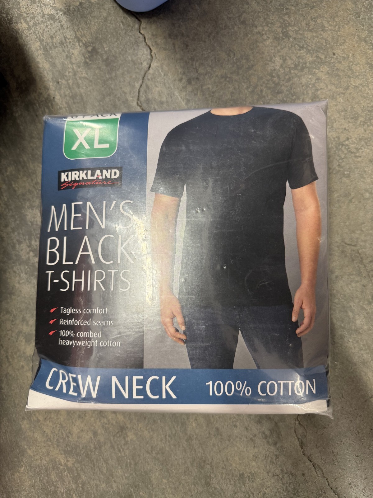 Kirkland Signature Men’s Crew Neck Tee, XL 6-pack Heavyweight Cotton Black