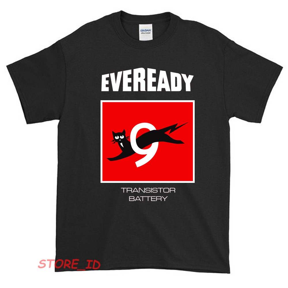 Eveready Retro Battery Black Cat Nine Lives Logo Unisex T Shirt USA size S – XXL