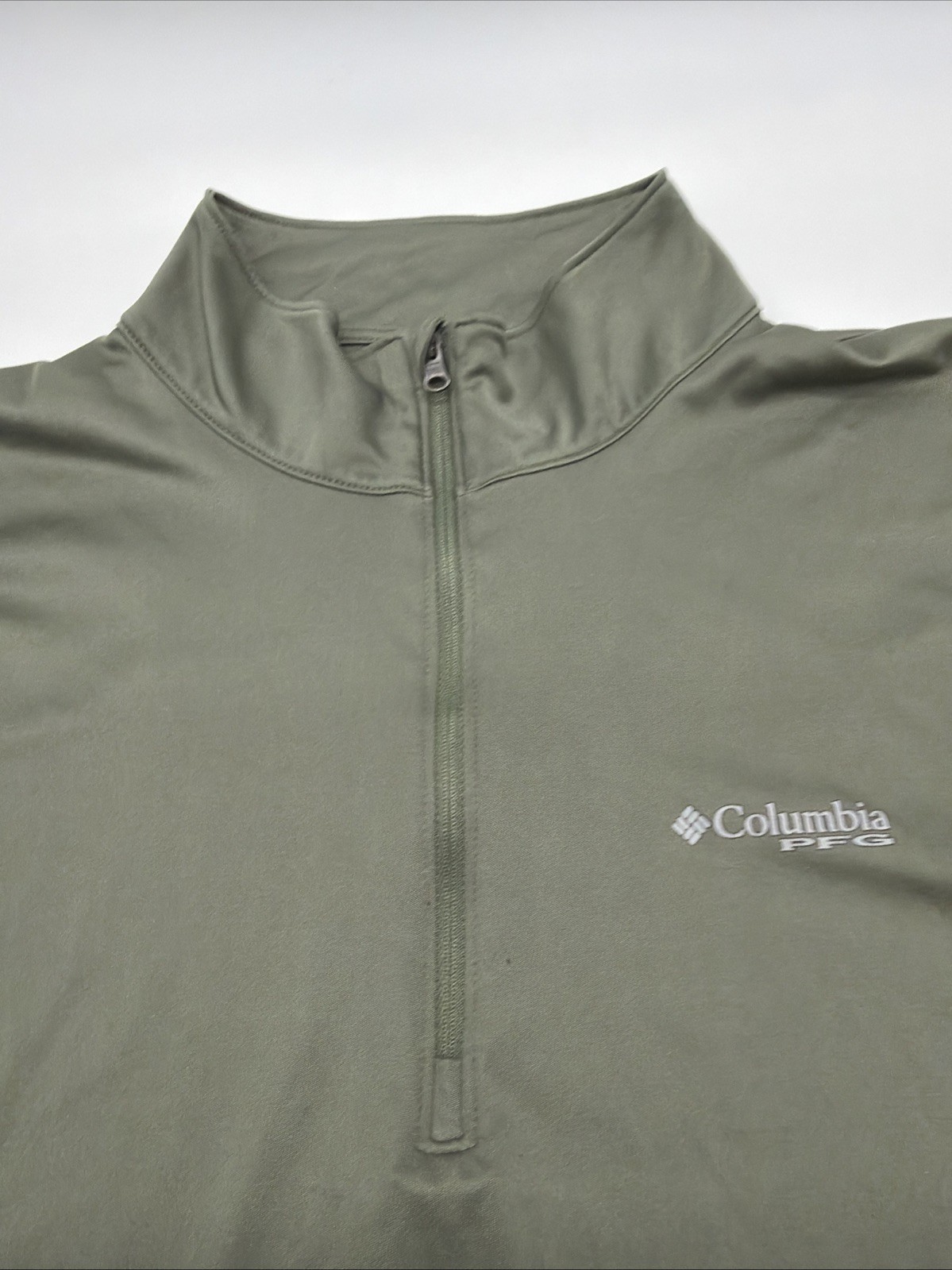 Colombia Sportswear PFG Polo Long Sleeve T-shirt Men XL Green Logo 1/4Zip.47285