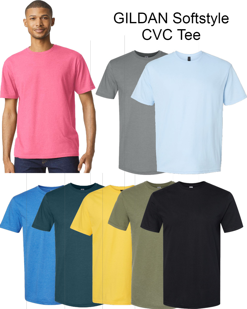 NEW Gildan Men&rsquo;s Softystyle CVC Short Sleeves Plain T-shirt 67000 (G670)