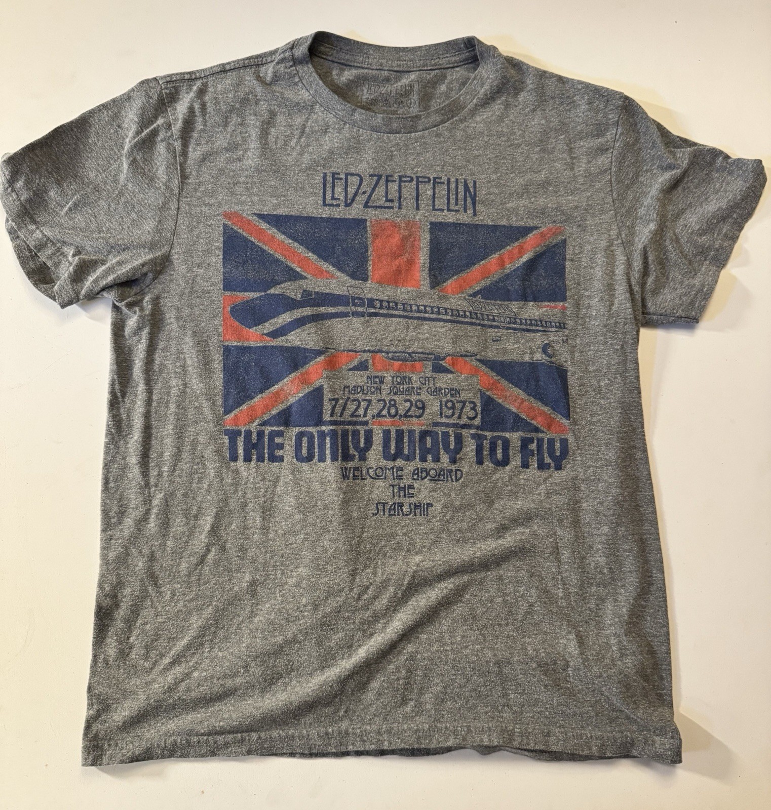 Led Zeppelin Only Way To Fly Grey T-Shirt Medium