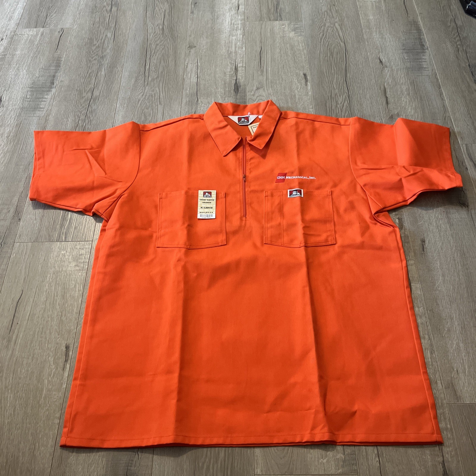 Ben Davis 1/4 Zip Shirt Orange Mens Size XL classic work skate NWT