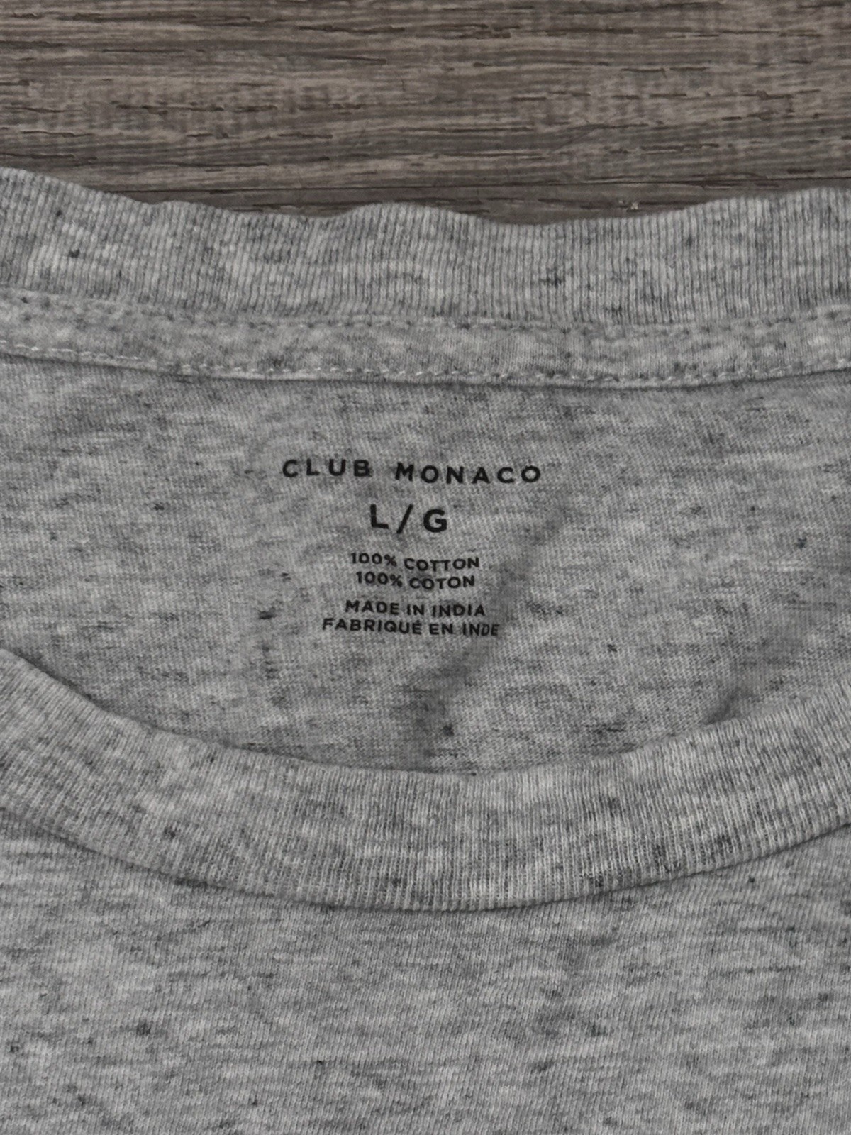 Club Monaco Men&rsquo;s Long Sleeve Crew Neck Pocket T-Shirt Marled Gray Cotton Size L