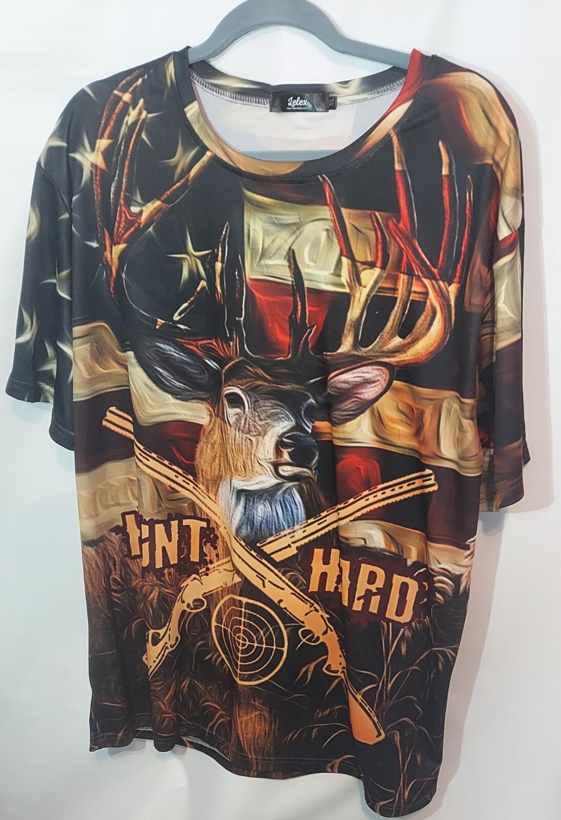 HUNT HARD XL T SHIRT POLYESTER WRINKLE RESISTANT VIBRANT