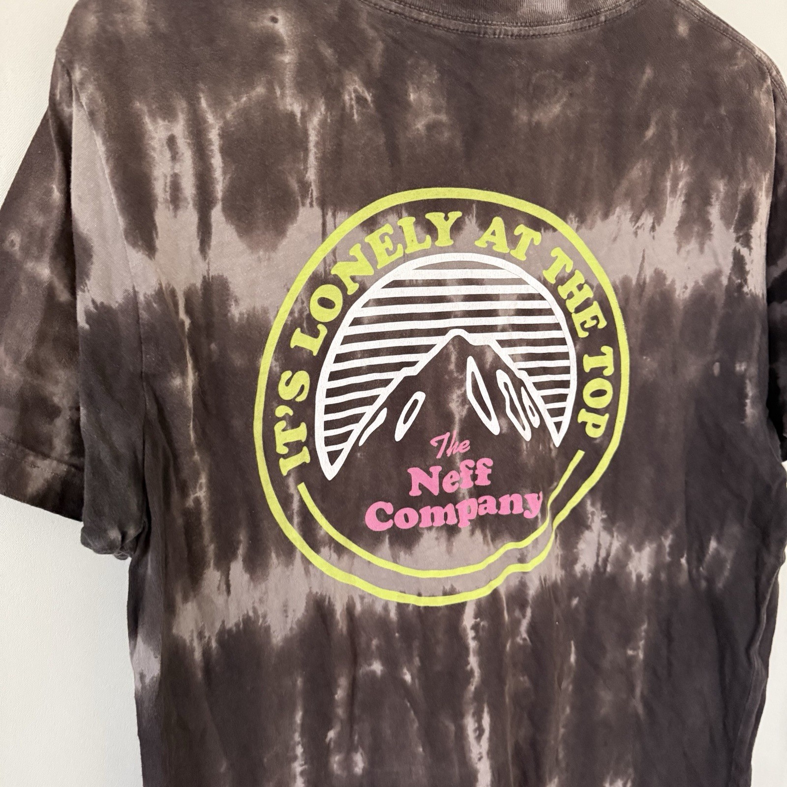 Neff Men&rsquo;s Medium Brown Tie Dye Lonely At The Top Short Sleeve T-Shirt Tee
