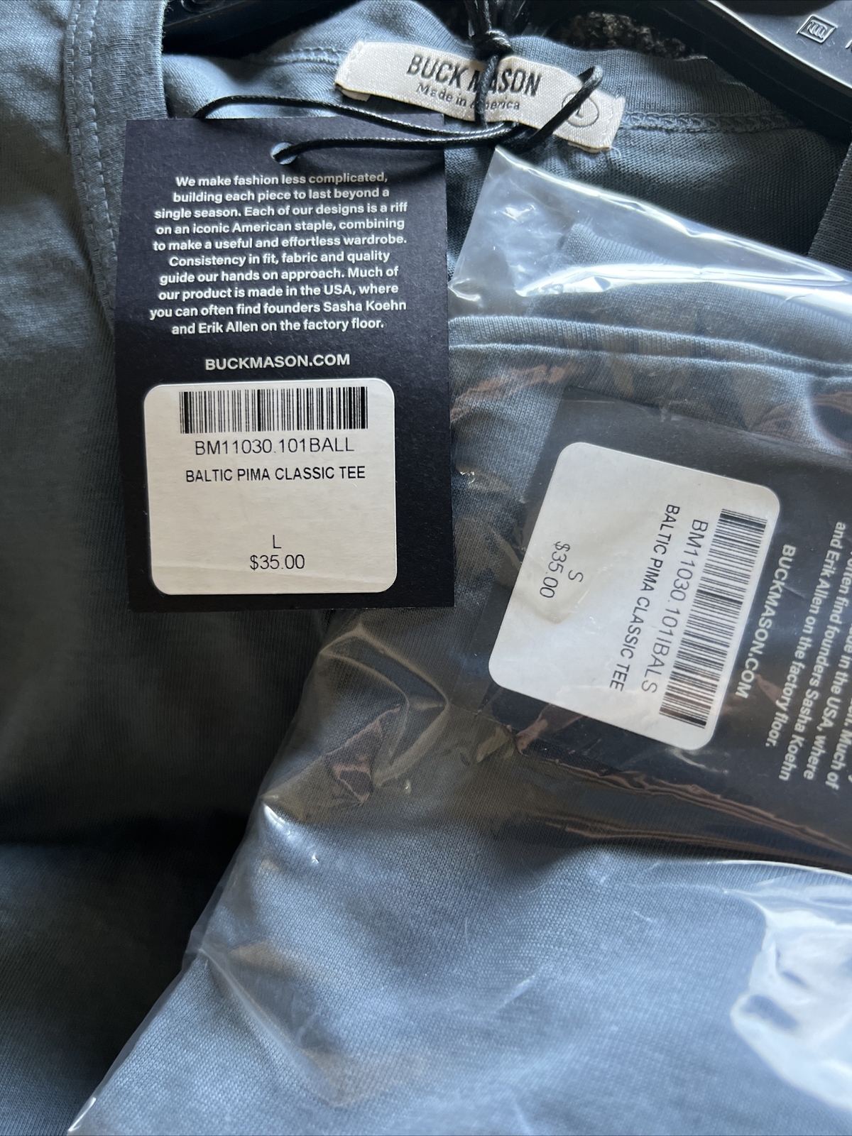 NWT Buck Mason Baltic 100% Pima COTTON Classic Straight Hem T-shirt Tee