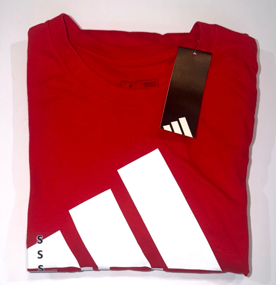 Adidas Red Logo T-Shirt Size S New With Tags Mens Casual Cotton Tee