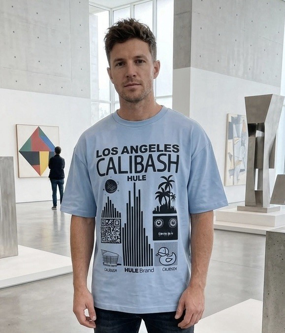 HULE Brand Calibash Duck Graphic Tee Men&rsquo;s M Blue Crew Neck Short Sleeve
