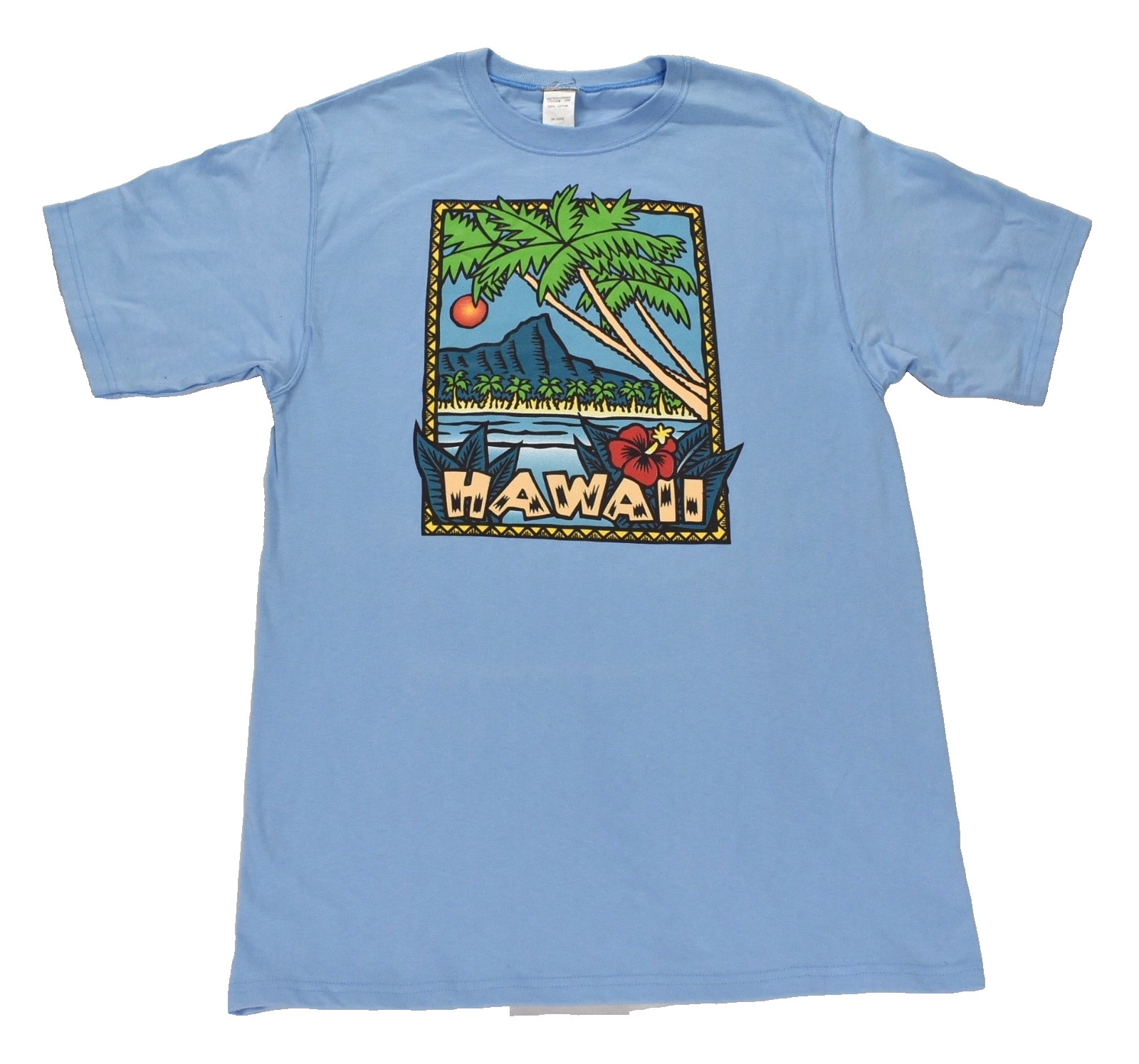 Vintage Hawaii T Shirt Mens Medium Graphic Floral Palm Trees Print Made USA