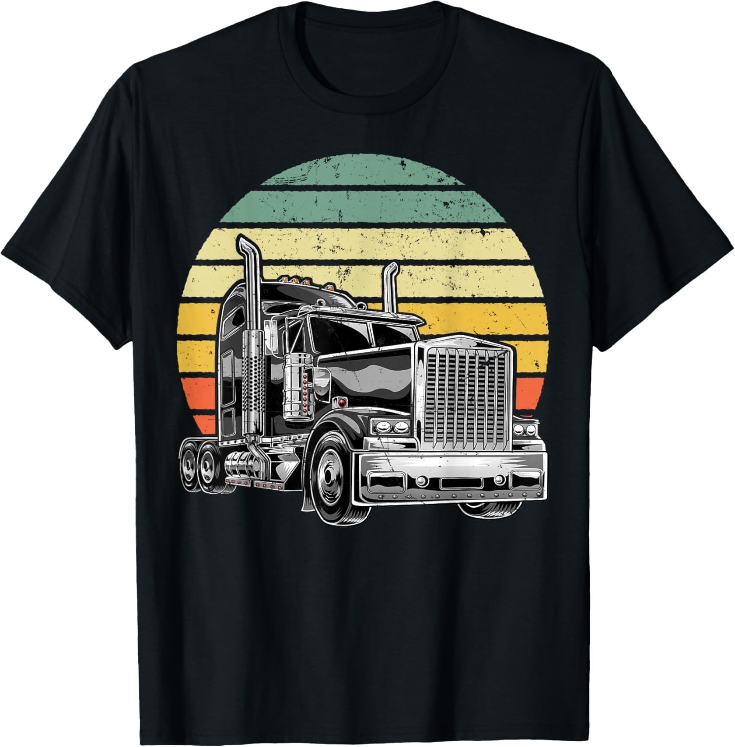 Retro Vintage Trucker Big Rig Semi-Trailer Truck Driver Gift T-Shirt