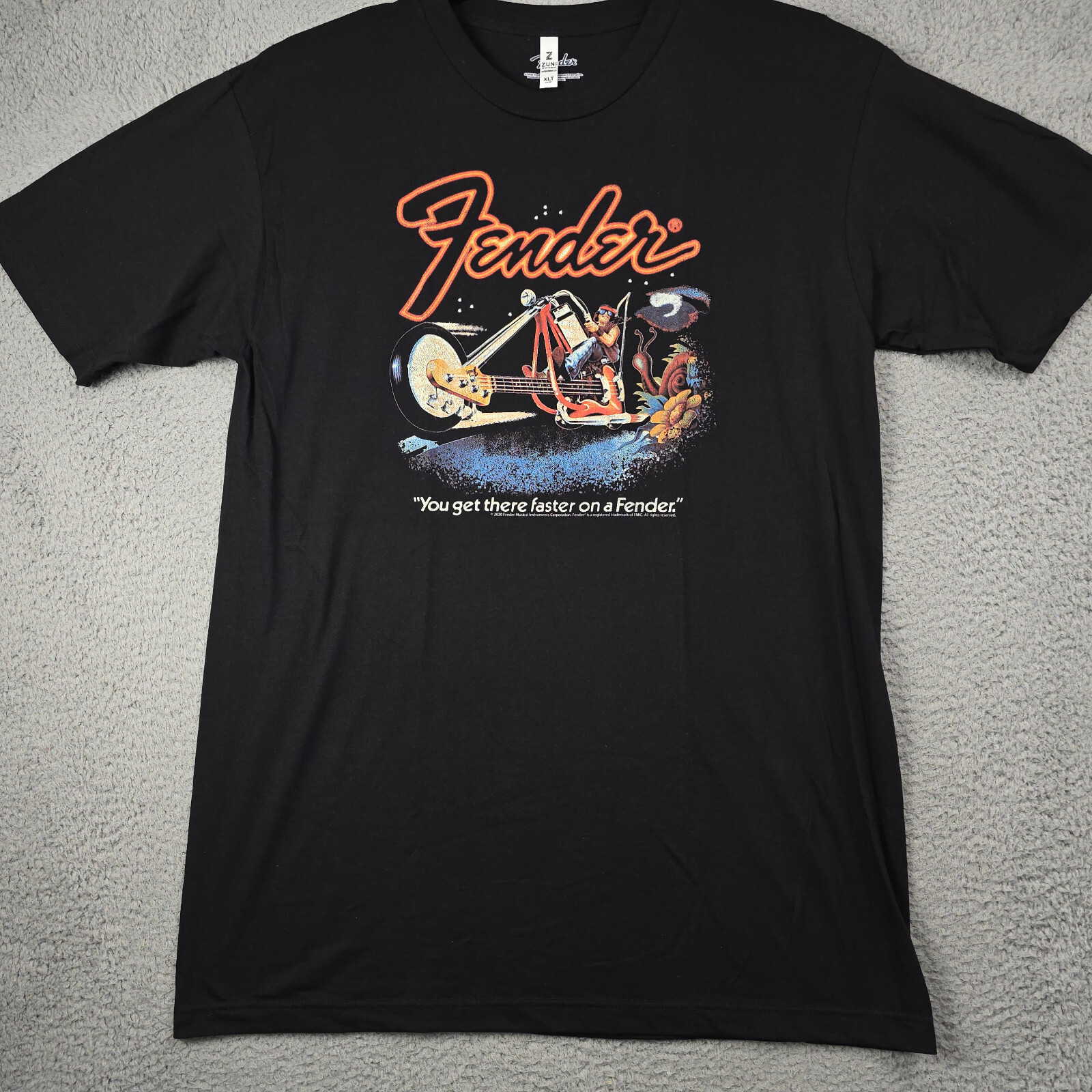 FENDER Shirt MENS XL Tall Black Guitar Chopper Strat Motorcycle Biker NWT