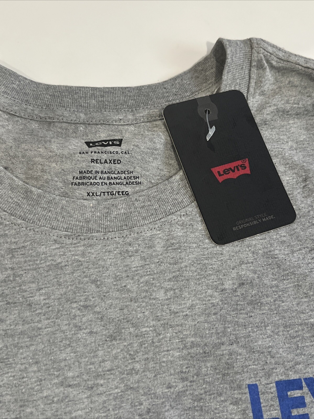 Levi&rsquo;s T SHIRT RELAXED FIT In My Deep Blue Jeans GRAPHIC Men&rsquo;s Size XXL Gray