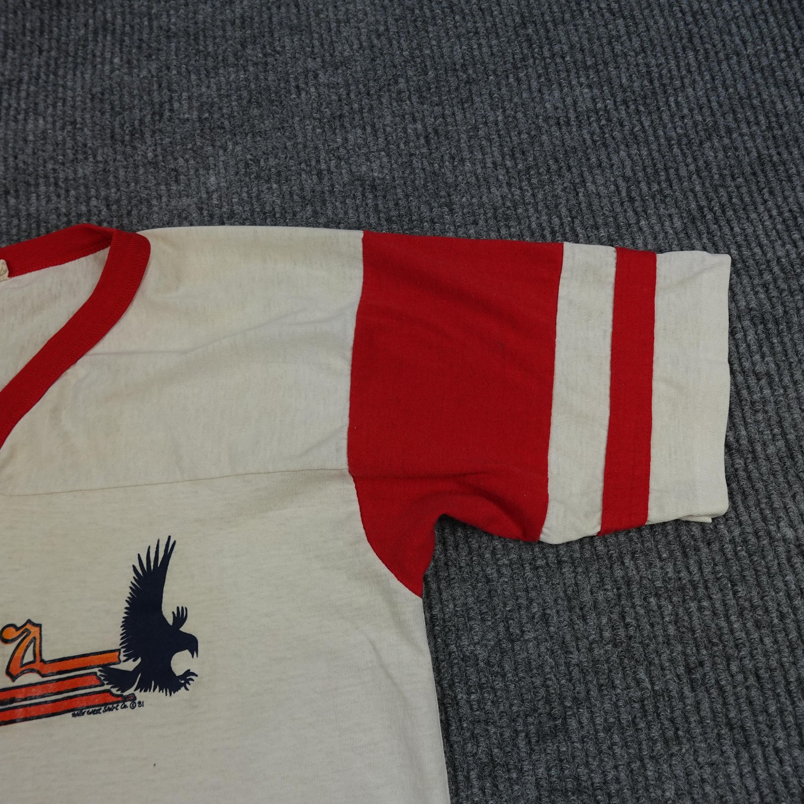 Vintage Bantam Arizona Eagle Shirt Mens XL White V-Neck Ringer Jersey 80s