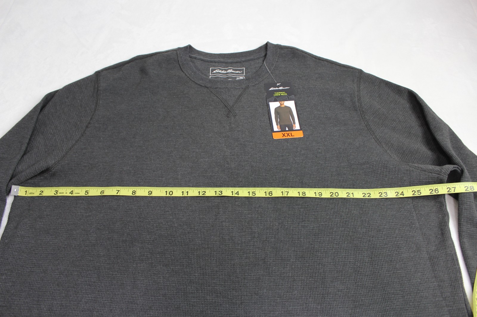 Mens 2XL Eddie Bauer Thermal Crew Neck Long Sleeve Shirt Crew Neck Gray Warm NEW