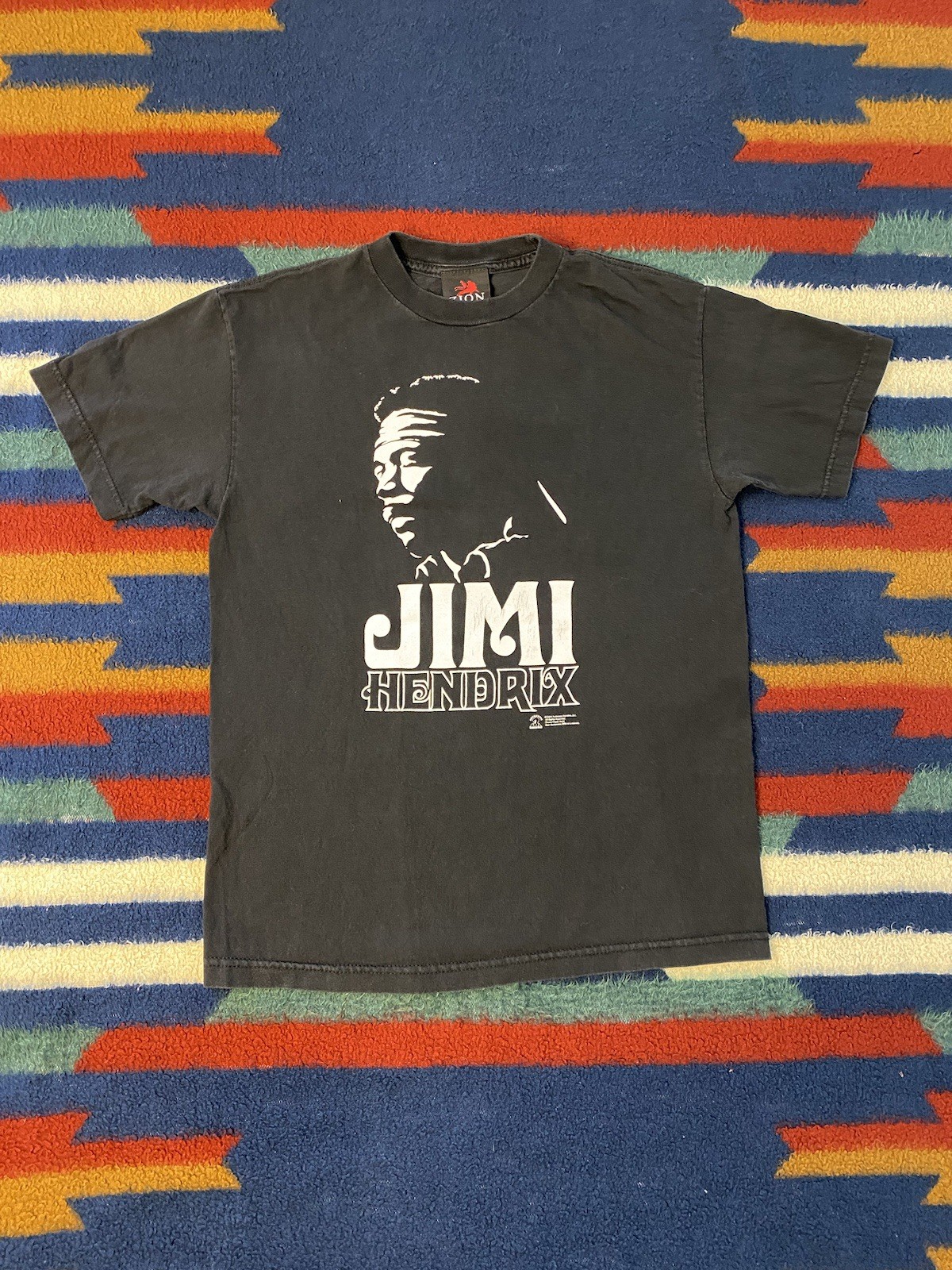 Authentic Hendrix Jimi Hendrix Black T-Shirt 2004 Zion Rootswear Size Medium
