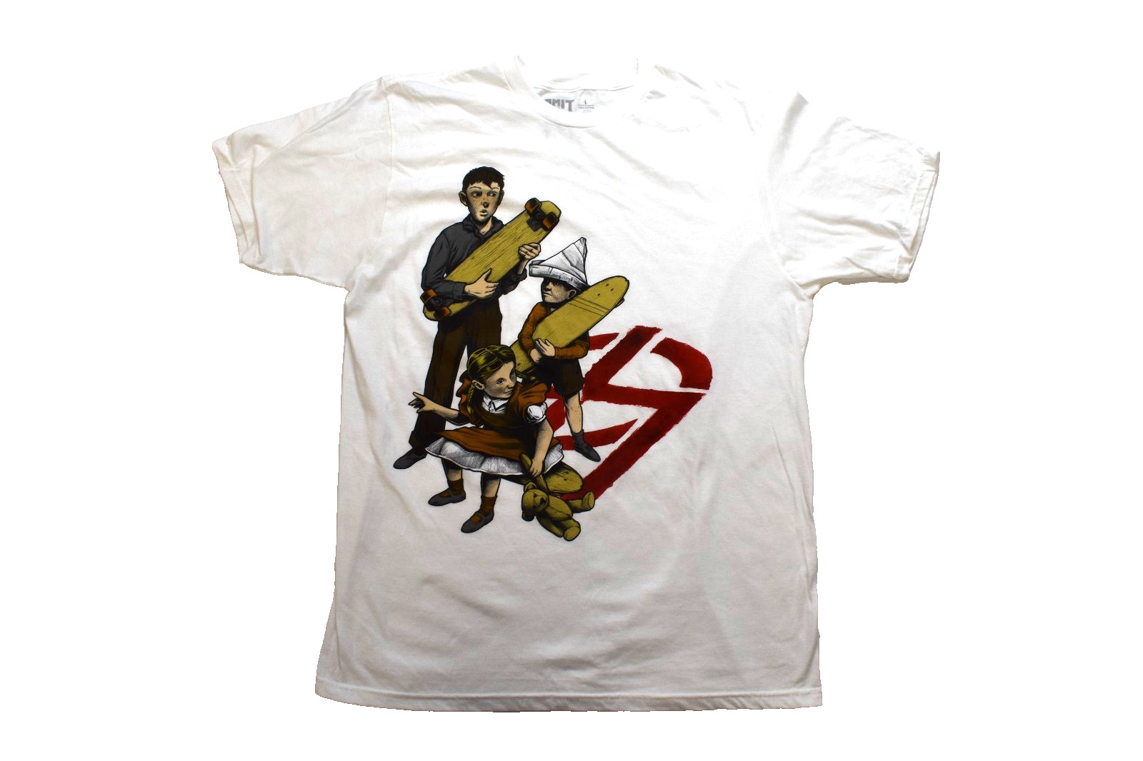 Omit Streetwear Mens War Bound Retro Skater Kids White Shirt New Large