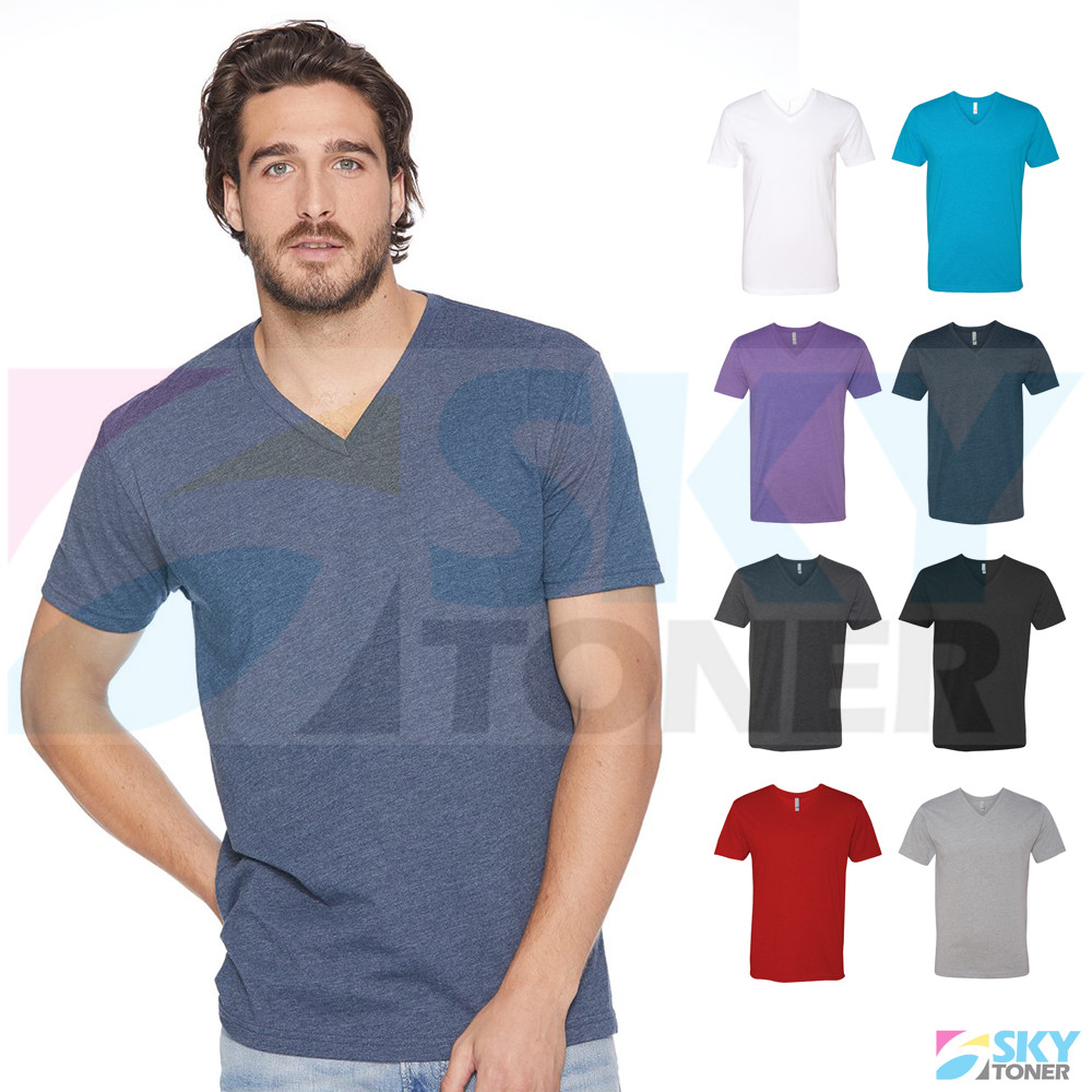 Next Level Men&rsquo;s Fitted Short Sleeve Solid Premium CVC V-Neck T-shirt 6240
