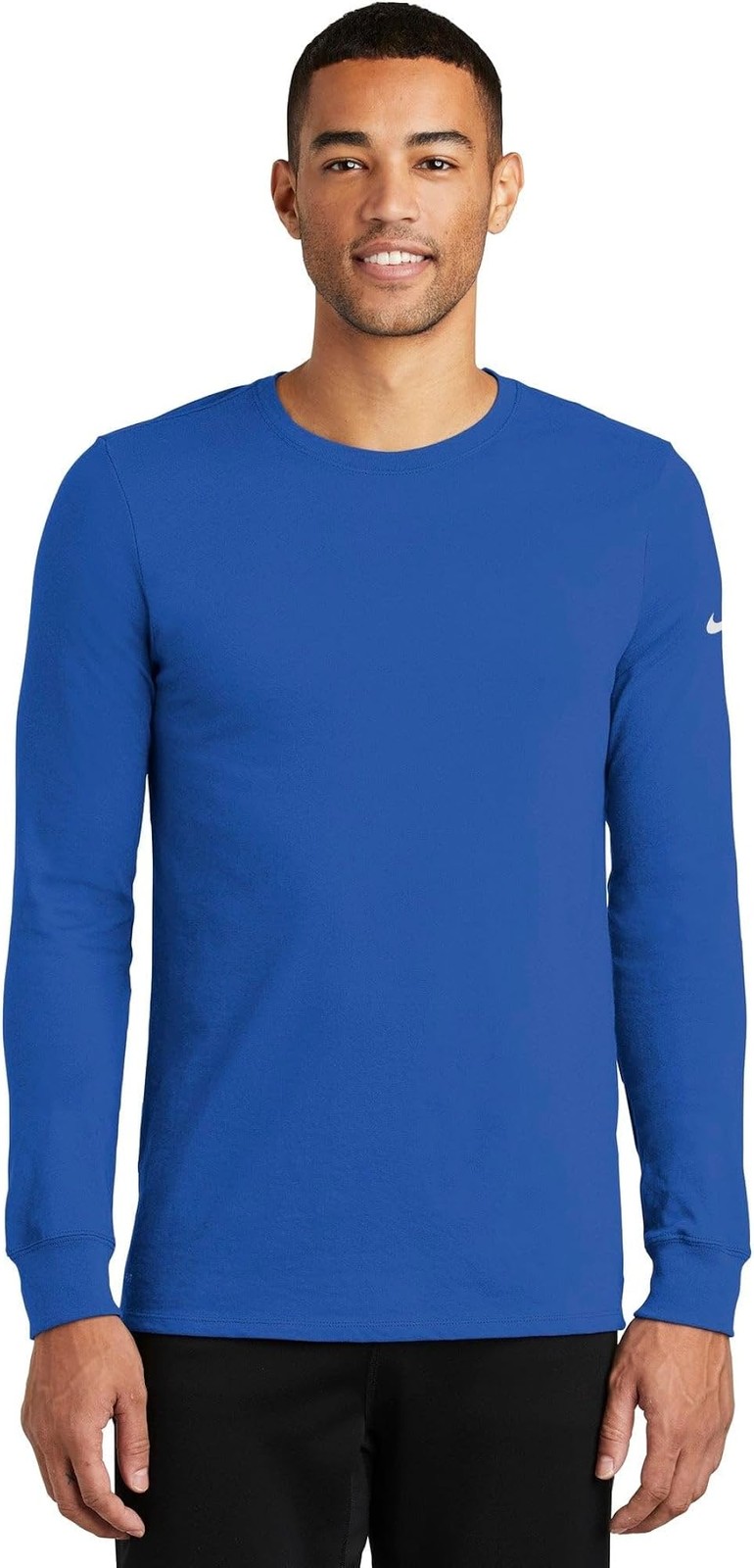 Nike Dri-FIT Cotton/Poly Long Sleeve Tee With Custom ScreenPrint – Rush Blue – X