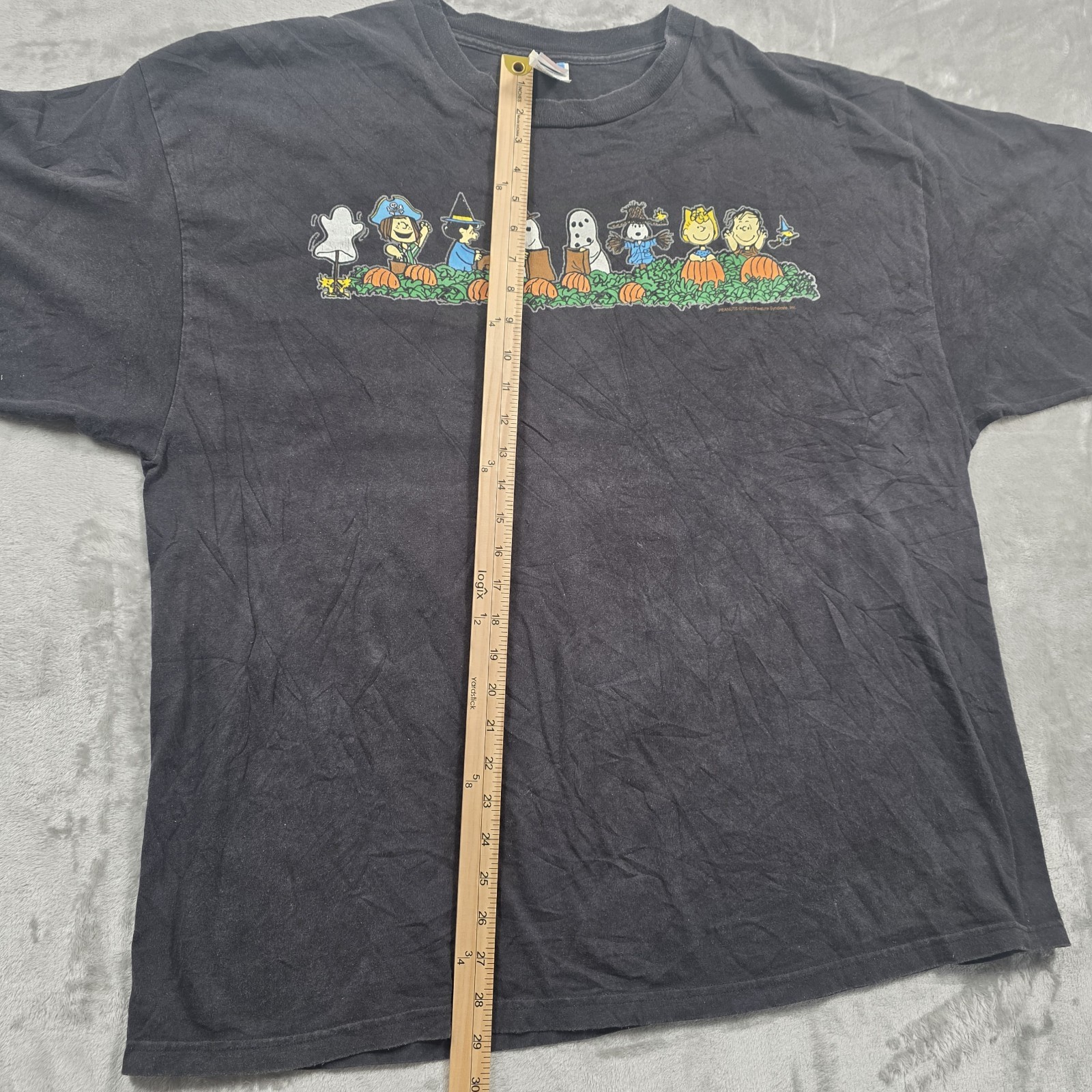 Vtg Peanuts Snoopy Charlie Brown Halloween Pumpkin Patch Black T-Shirt Size 2XL