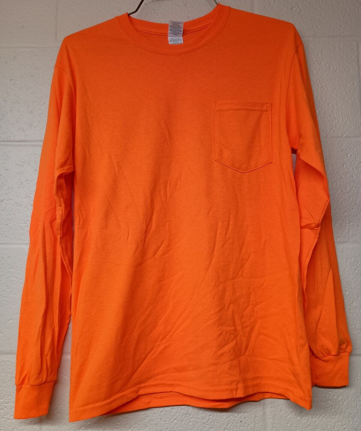Gildan Ultra Cotton Safety Orange Long Sleeve T Shirt Men&rsquo;s Medium New
