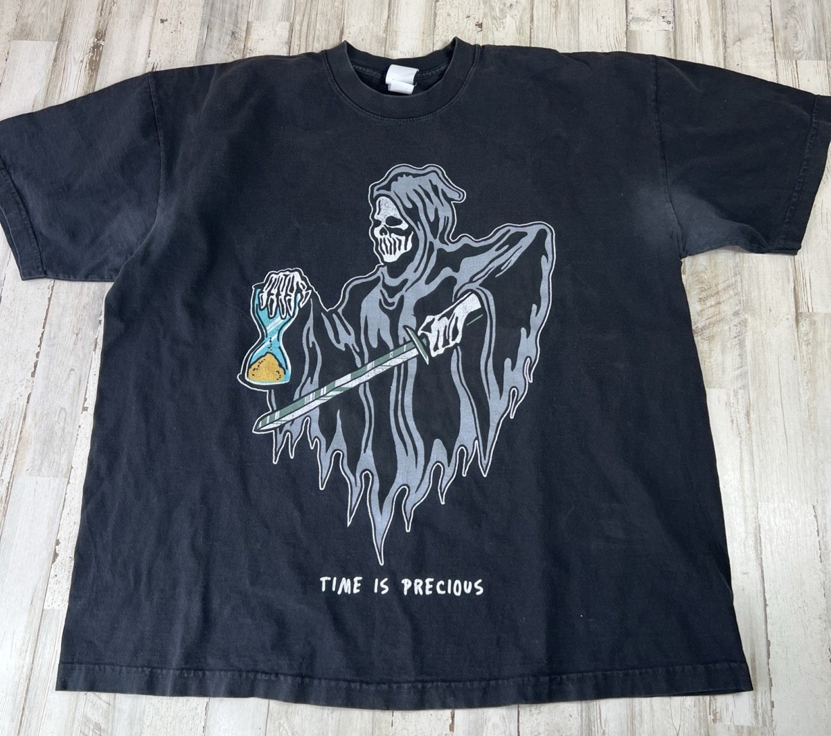 Warren Lotas Time is Precious Grim Reaper Black T Shirt XL